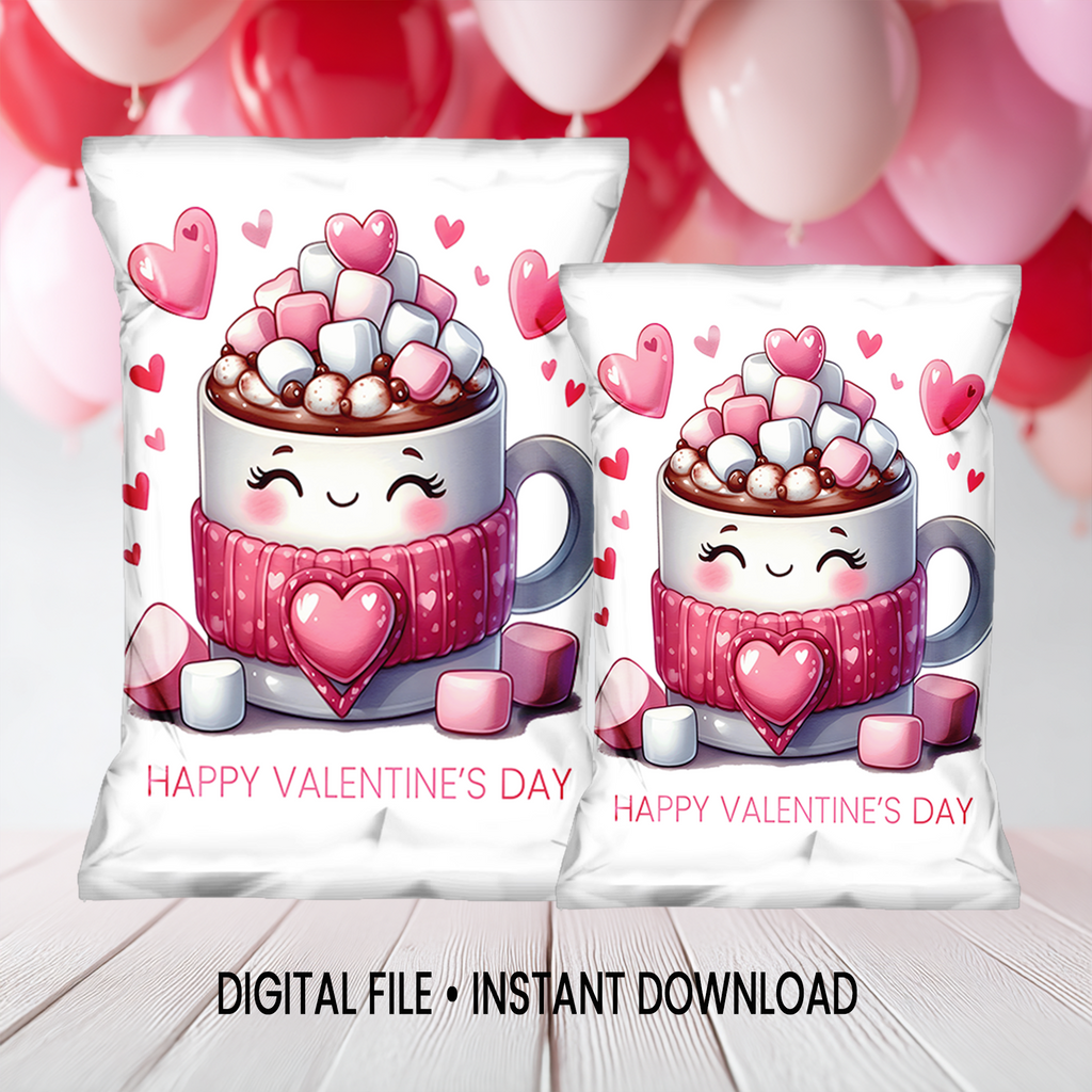 Valentine Chip Bag Wrapper | Kids Classroom Party Favor | Instant Download