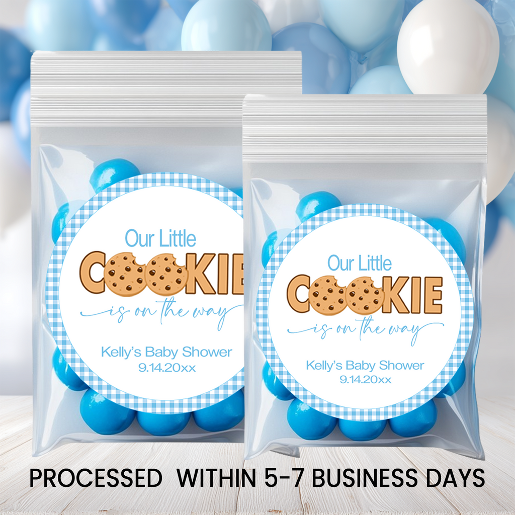 Our Little Cookie Baby Shower Circle Favor Stickers | Cookie Theme Baby Shower Stickers | Printed-Only