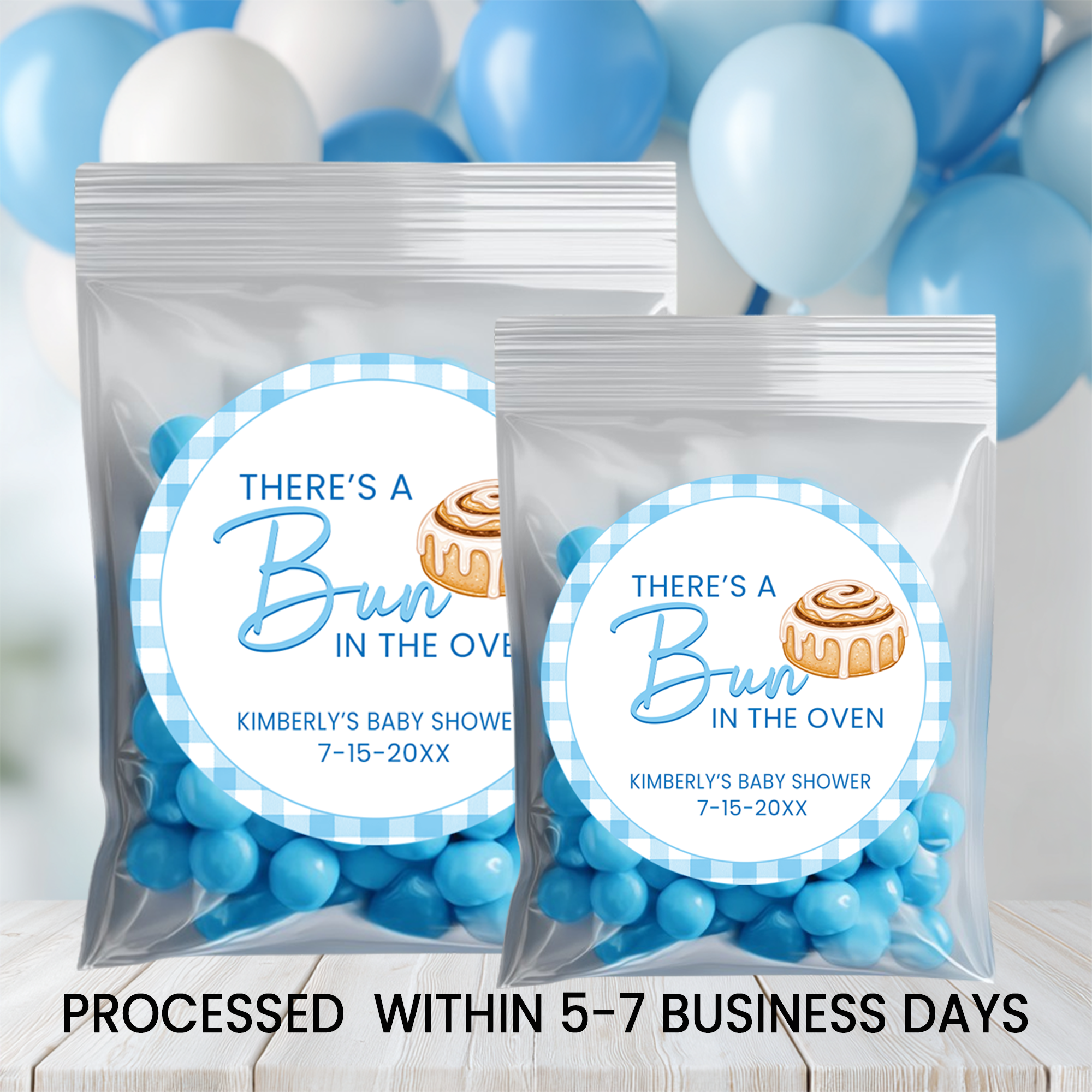 A Bun Is In The Oven Stickers | Personalized 2.5 Inch Circle Stickers | Baby Shower Favor Labels