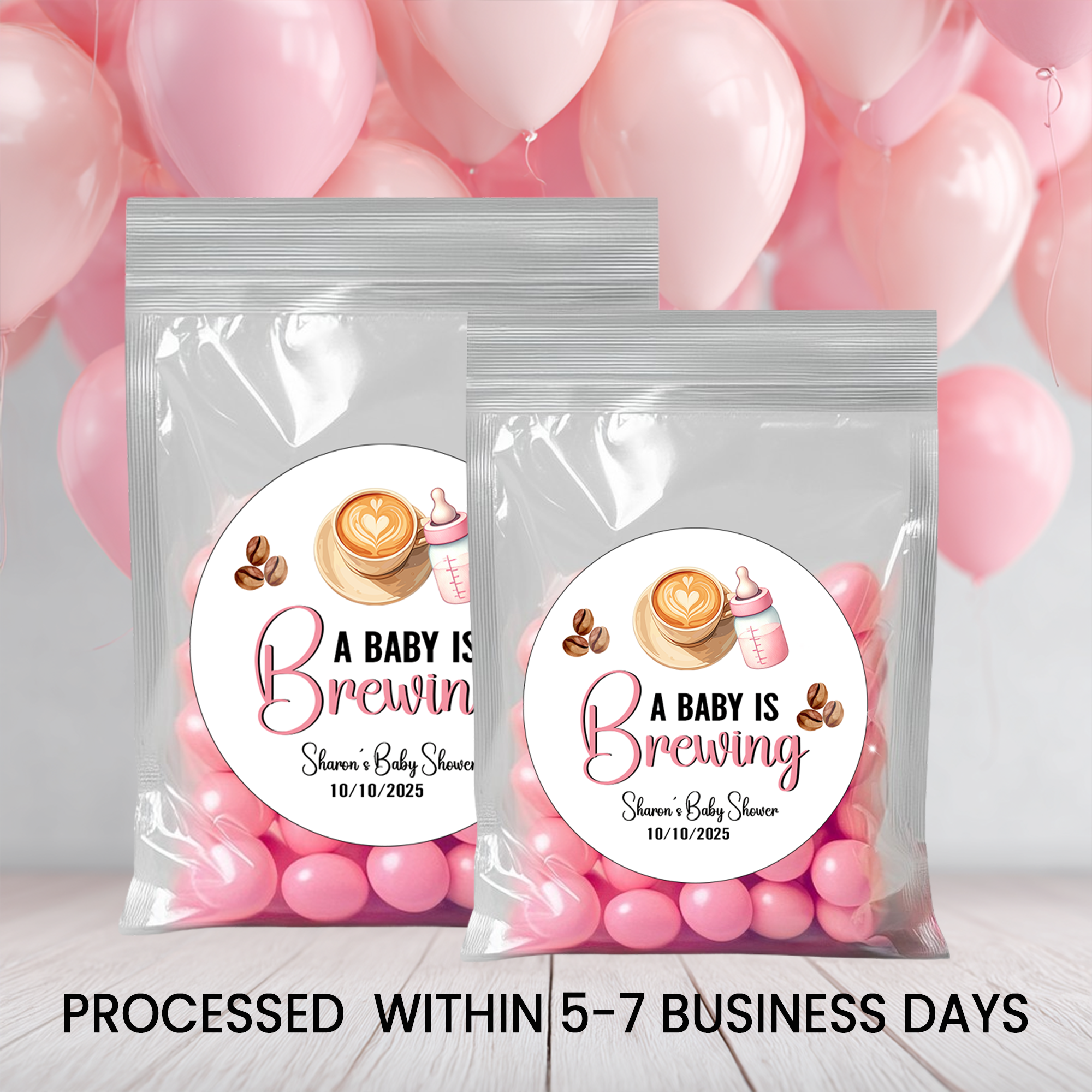 A Baby Is Brewing | 2.5” Party Favor Stickers | Baby Shower Stickers | Treat Bag Seals | Printed Stickers