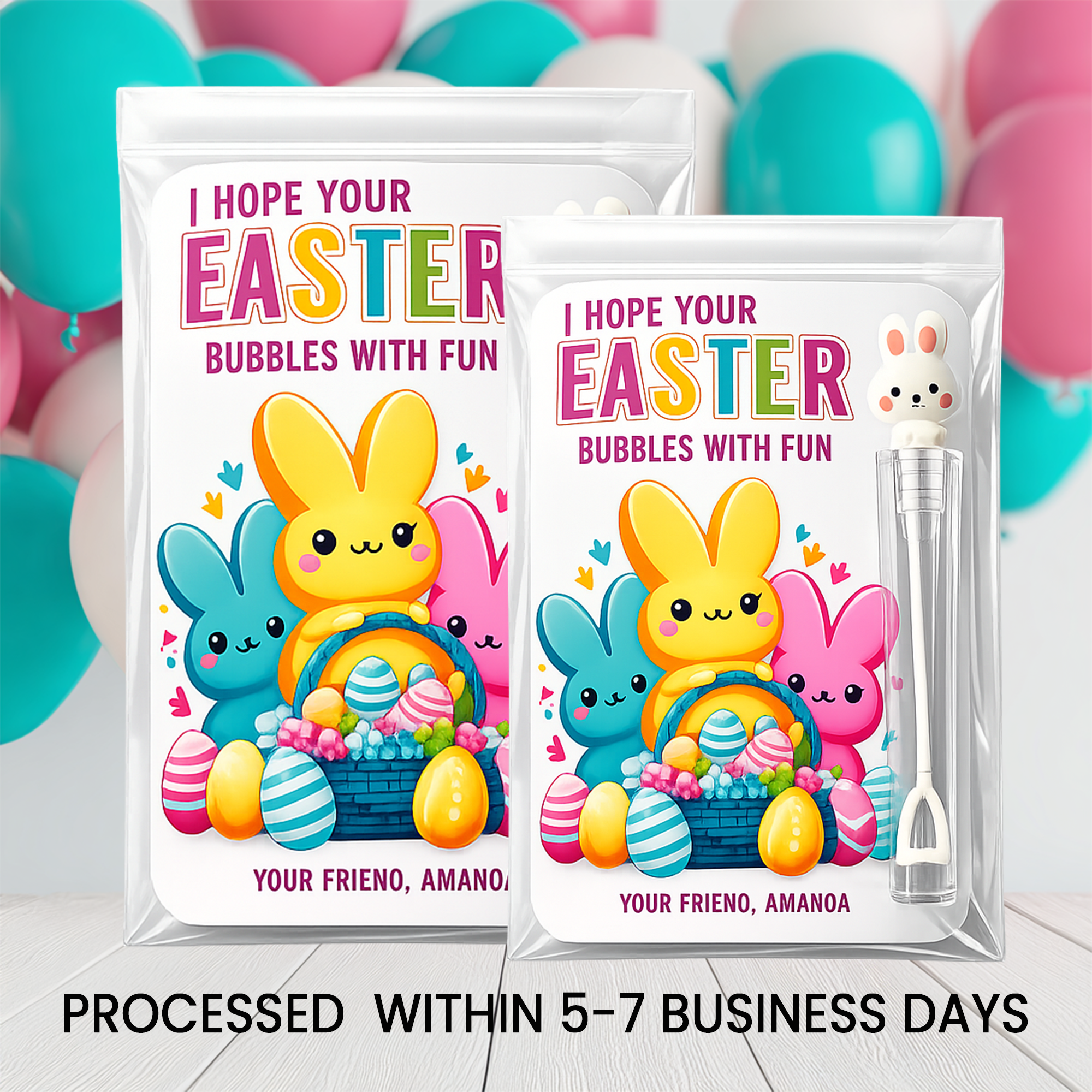 Personalized Easter Mini Bubbles | Bunny Party Favors, Classroom Gift