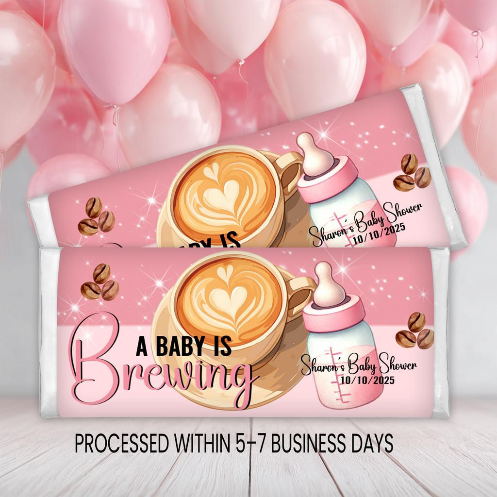 A Baby Is Brewing | Chocolate Candy Bar Wrappers | Baby Shower Party Favor | Printed