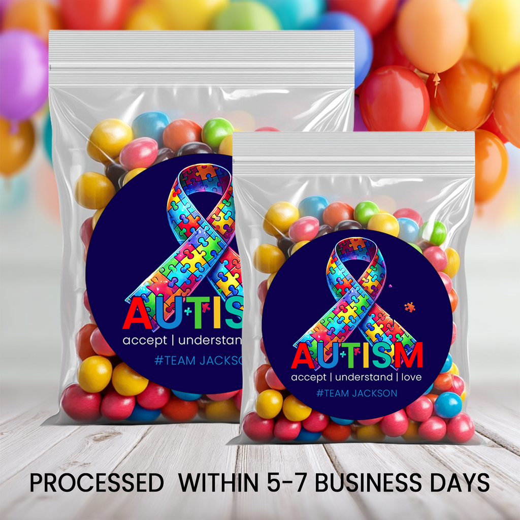 Autism Awareness Month Stickers | Personalized 2.5 Inch Circle Stickers | Classroom Gifts & Event Favor Seals
