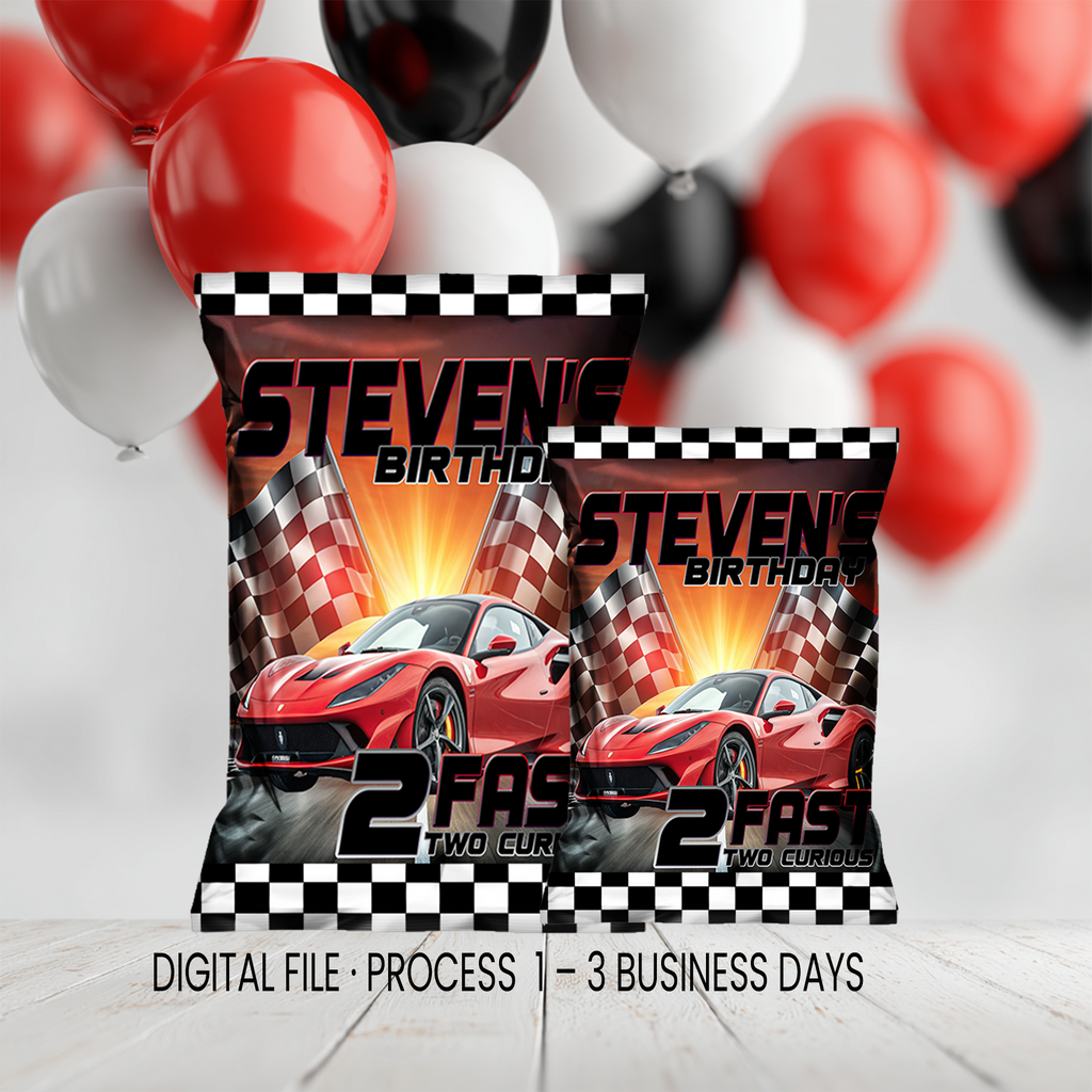 2 Fast 2 Curious Chip Bag Wrapper Party Favor | Racing Birthday Theme | Digital + Print Option