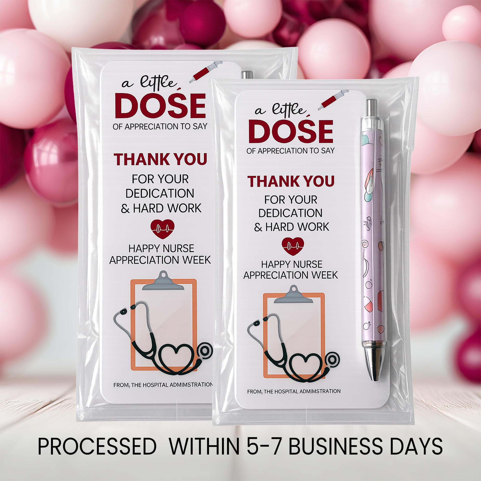 Nurse Appreciation Pen Card Favors | Healthcare Thank You Gift, Personalized Ink Pen