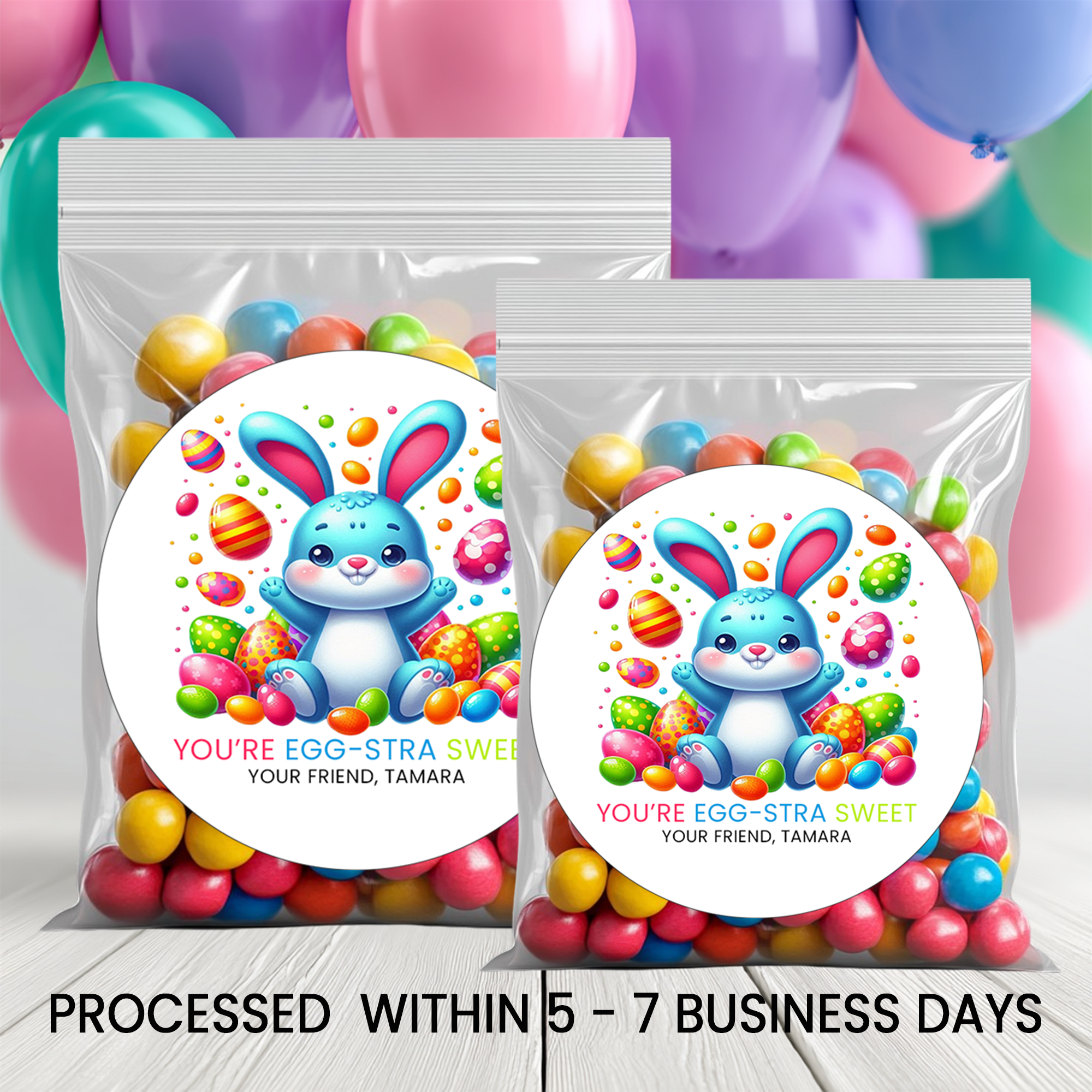 Easter Stickers 2.5 Inch Circle | Personalized Holiday Party Favors | Kids Spring Treat Bag Stickers