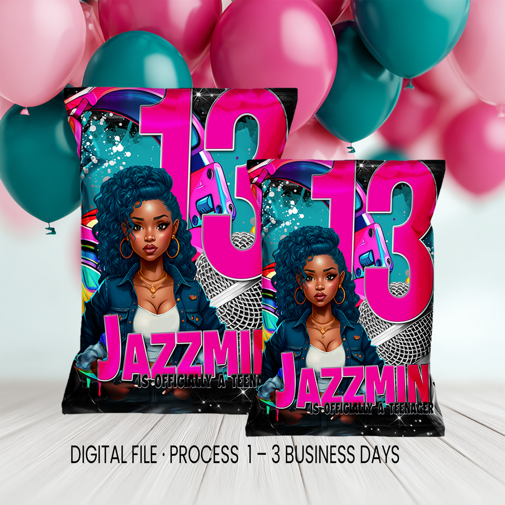 13th Birthday | Chip Bag Wrapper Party Favor | Tween Birthday Party | Digital + Print Option