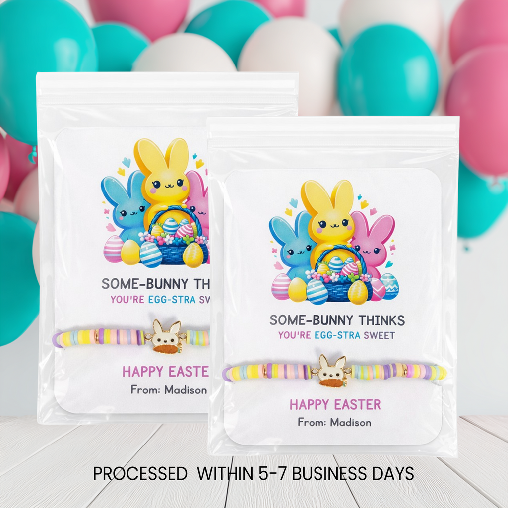 Easter Bracelet Party Favors | Kids Easter Basket Stuffer | Friendship Bracelets | Classroom Easter Gift