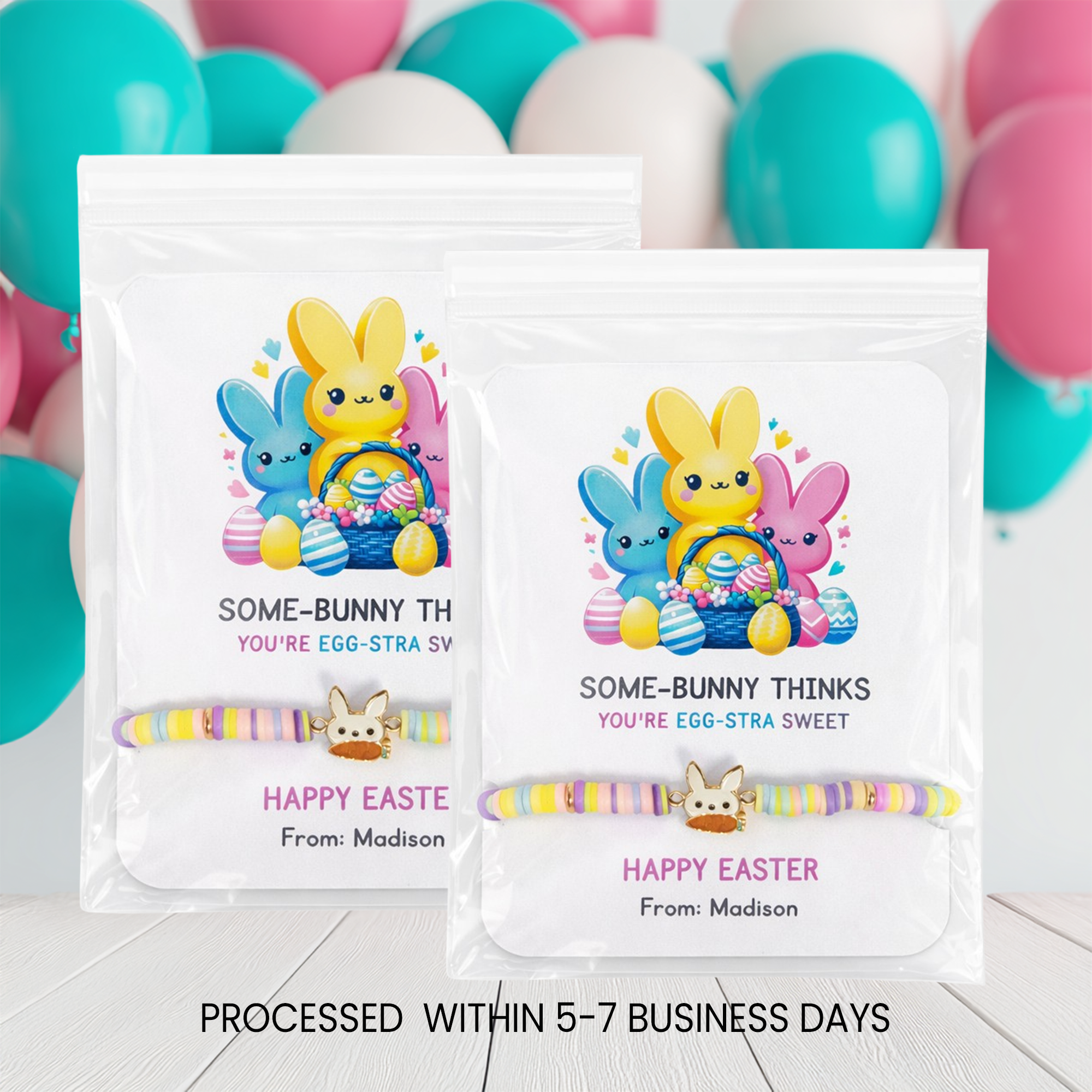 Easter Bracelet Party Favors | Kids Easter Basket Stuffer | Friendship Bracelets | Classroom Easter Gift