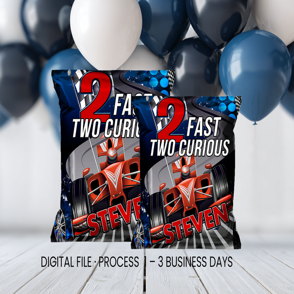 2 Fast 2 Curious Chip Bag Wrapper Party Favor | Racing Birthday Theme | Digital + Print Option