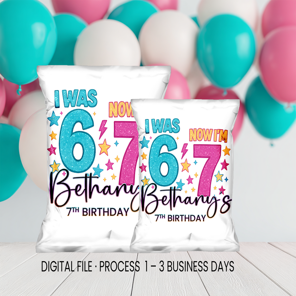 Six Seven (6/7) Chip Bag Wrapper Party Favor | 7th Birthday Party Theme | Digital + Print Option