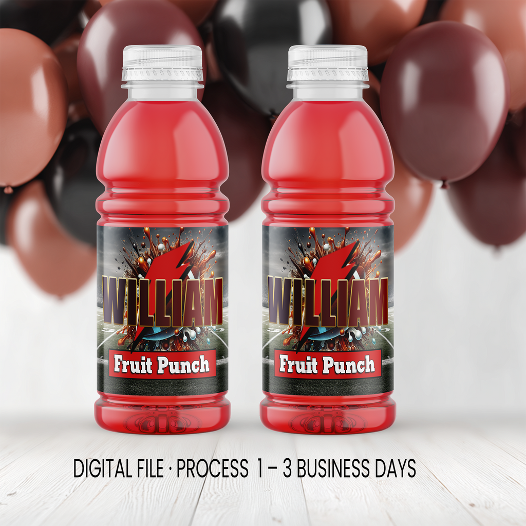 Football Theme Sports Drink Label | Game Day Birthday Party Favor | Digital + Print & Ship Option