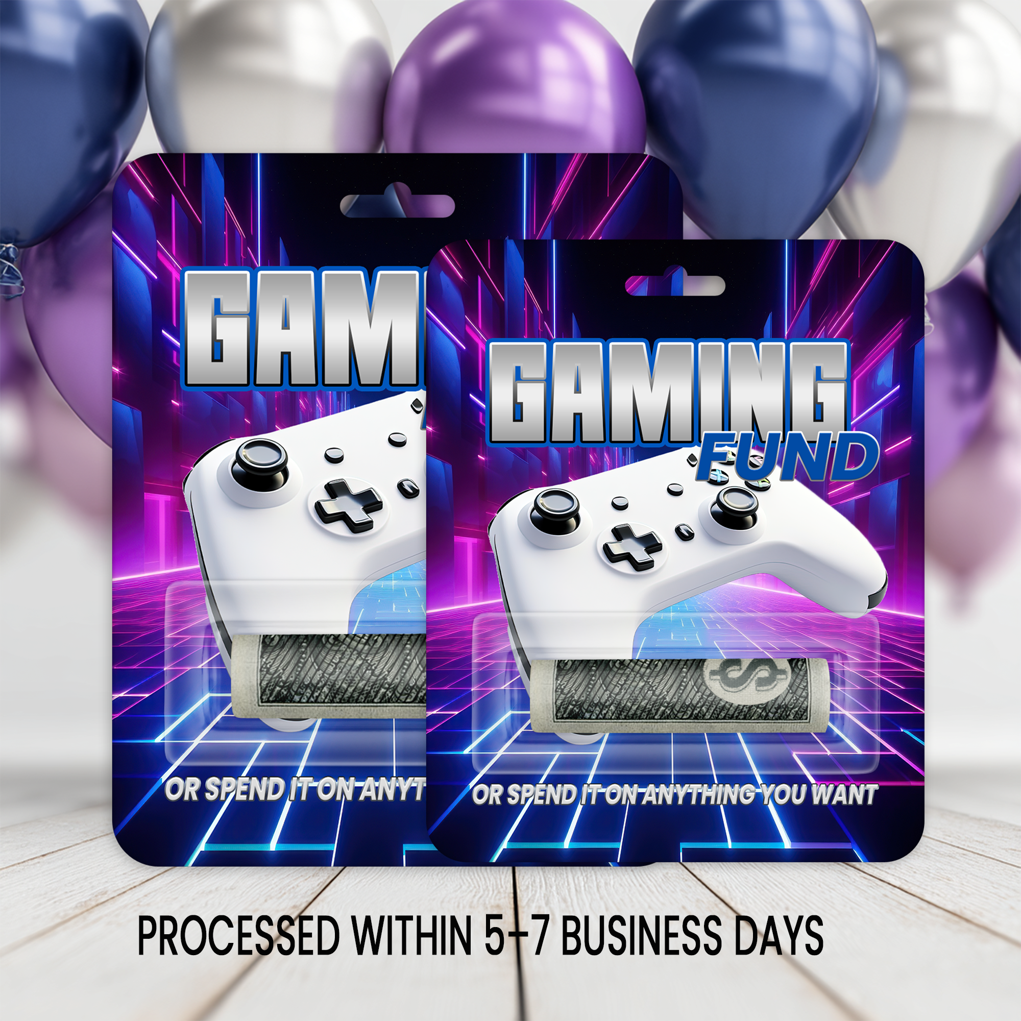 Gaming Fund Money Card | Cash Gift Holder With Pouch | Gamer Gift For Birthdays and Christmas | Print & Ship