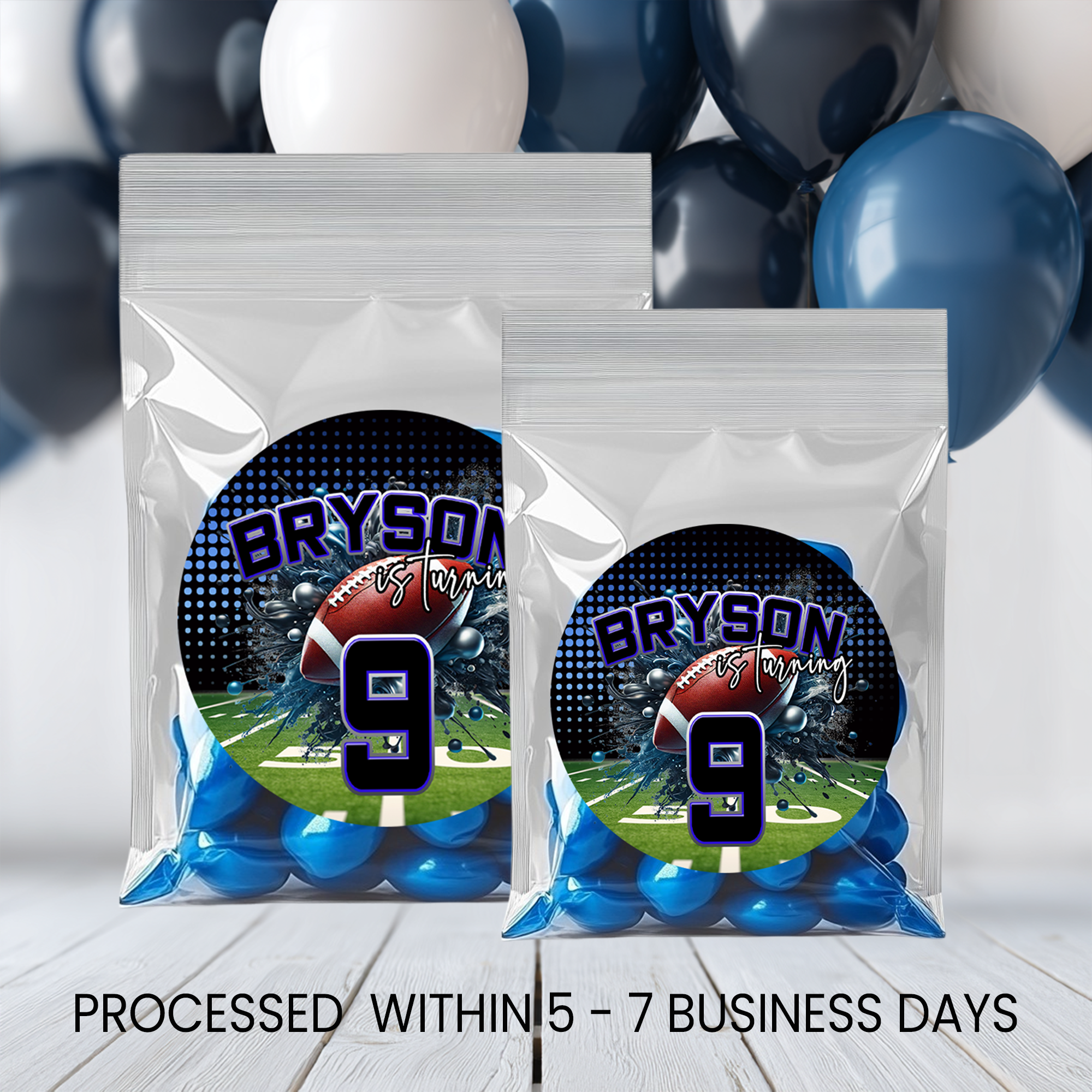 Football Theme Circle Favor Stickers | Sports Birthday Stickers | Printed-Only