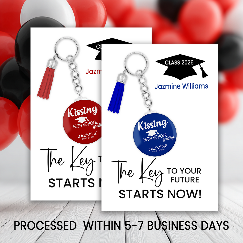 Graduation Keychain Favor | Class of 2026 Keepsake, Kissing High School Goodbye Gift