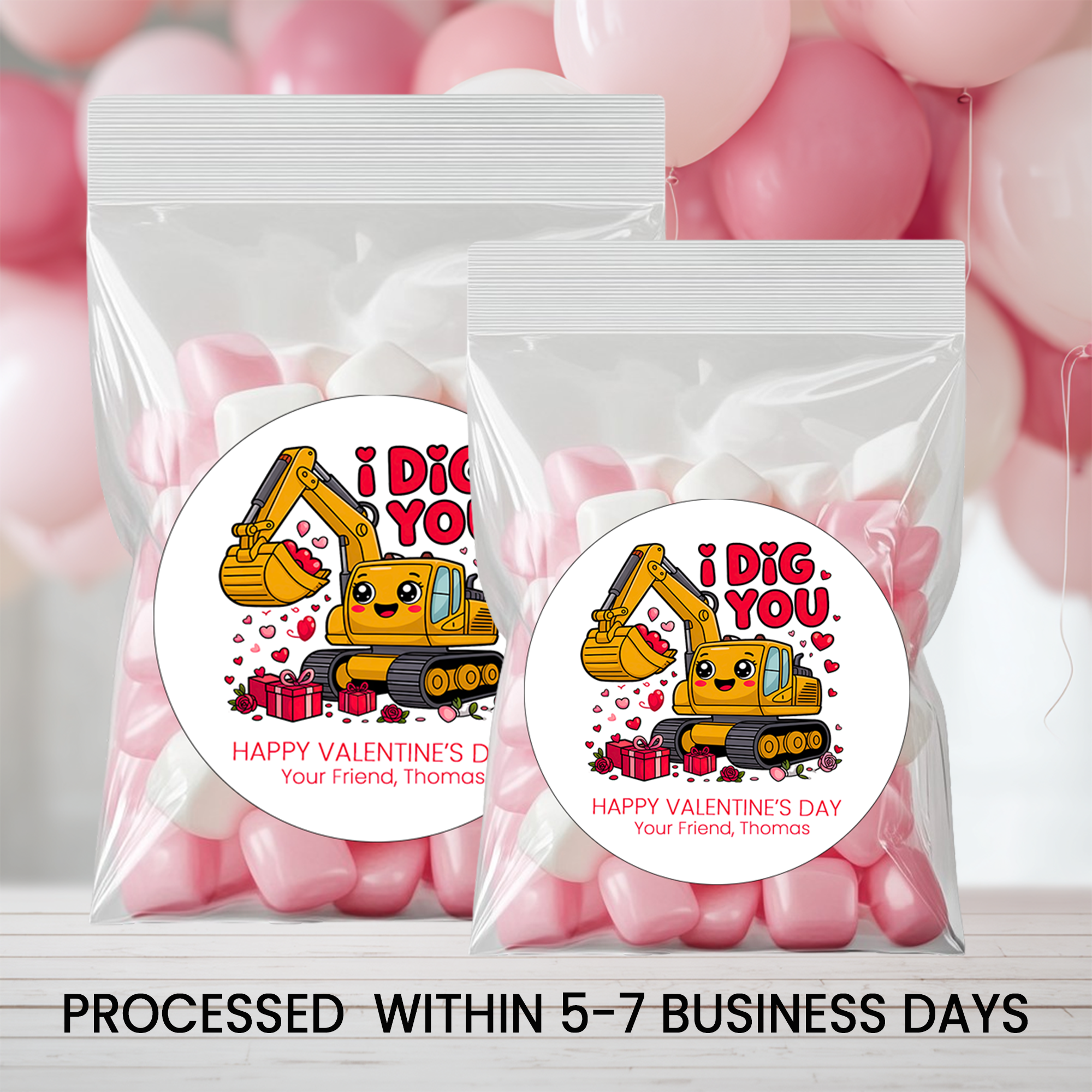 I Dig You Valentine Stickers | Personalized 2.5 Inch Circle Stickers