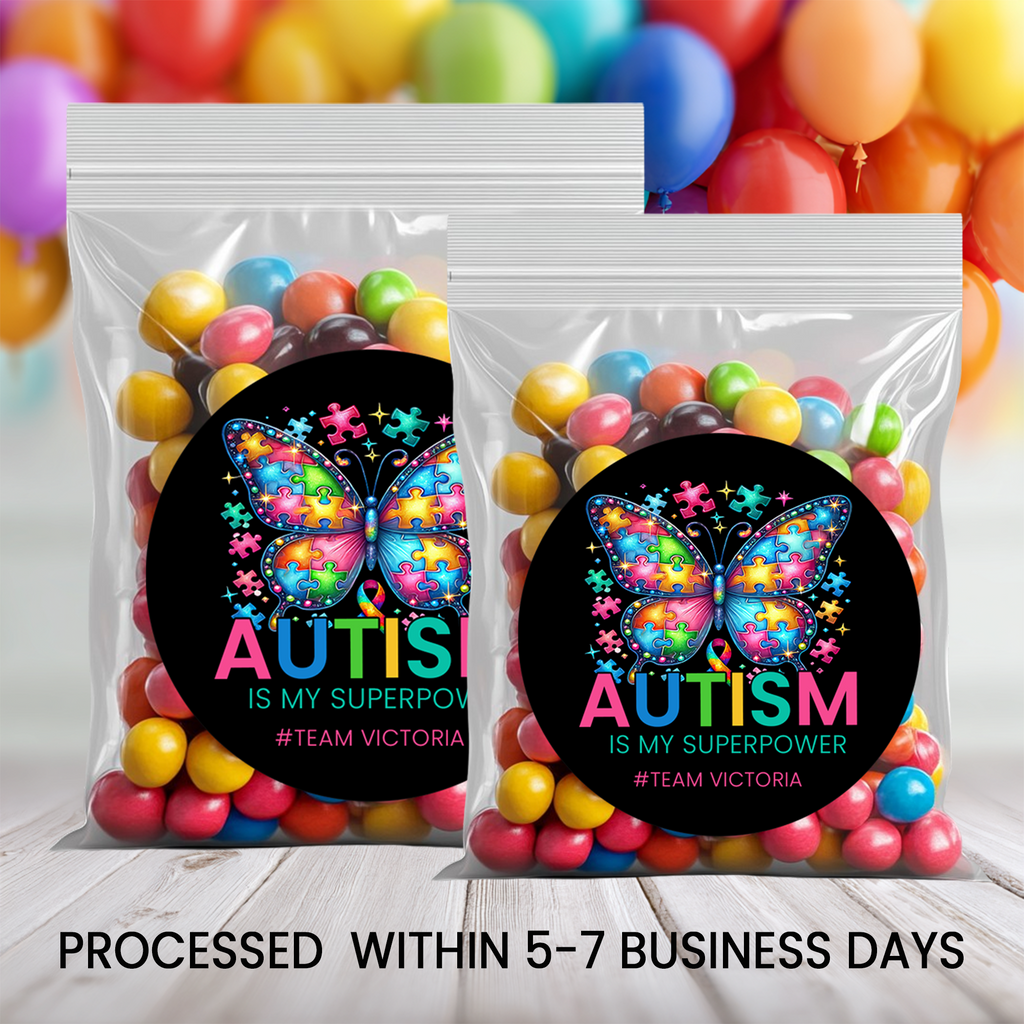 Autism Awareness Month Stickers | Personalized 2.5 Inch Circle Stickers | Classroom Gifts & Event Favor Seals