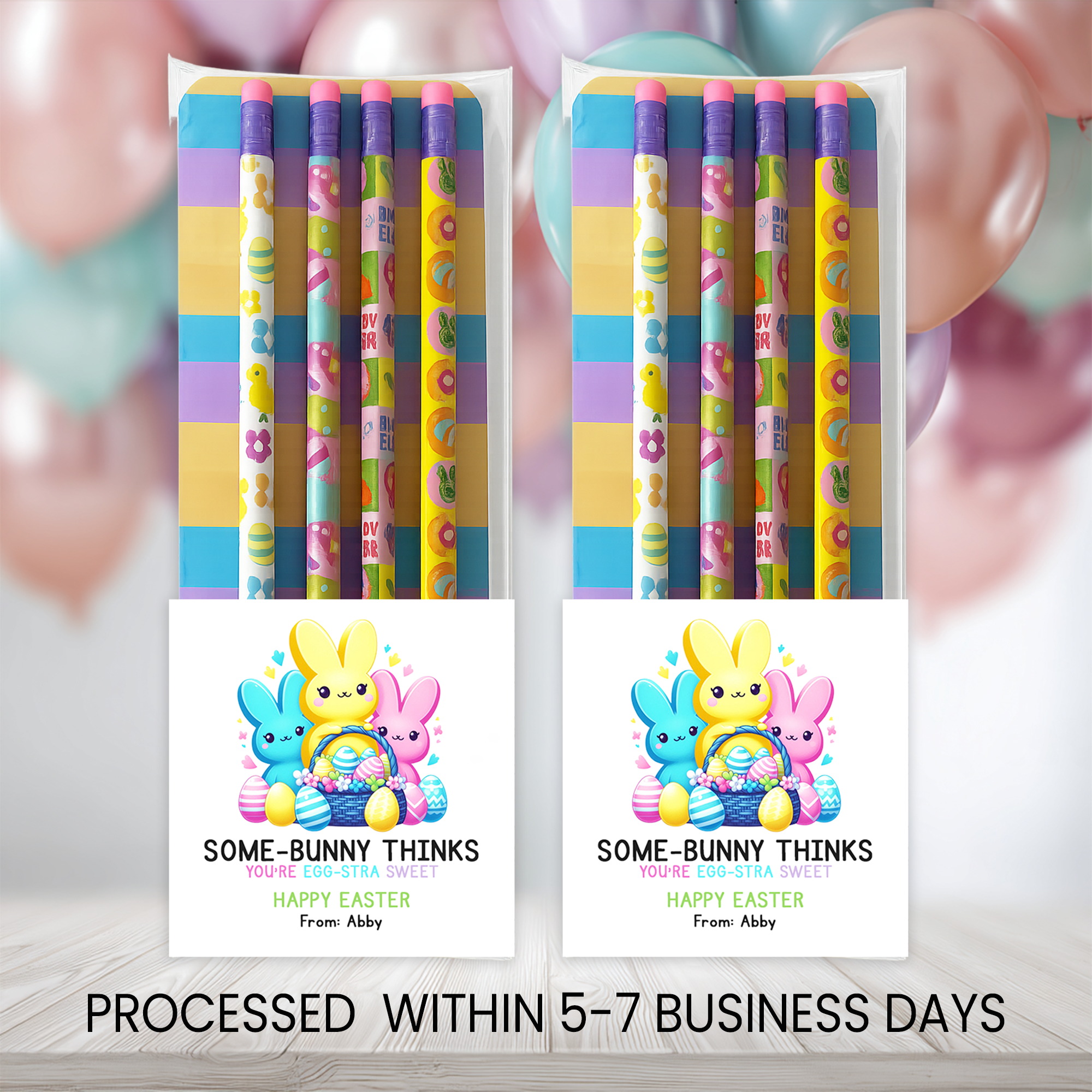 Easter Pencil Pack Favors | Kids Easter Classroom Gift | Personalized Basket Stuffer