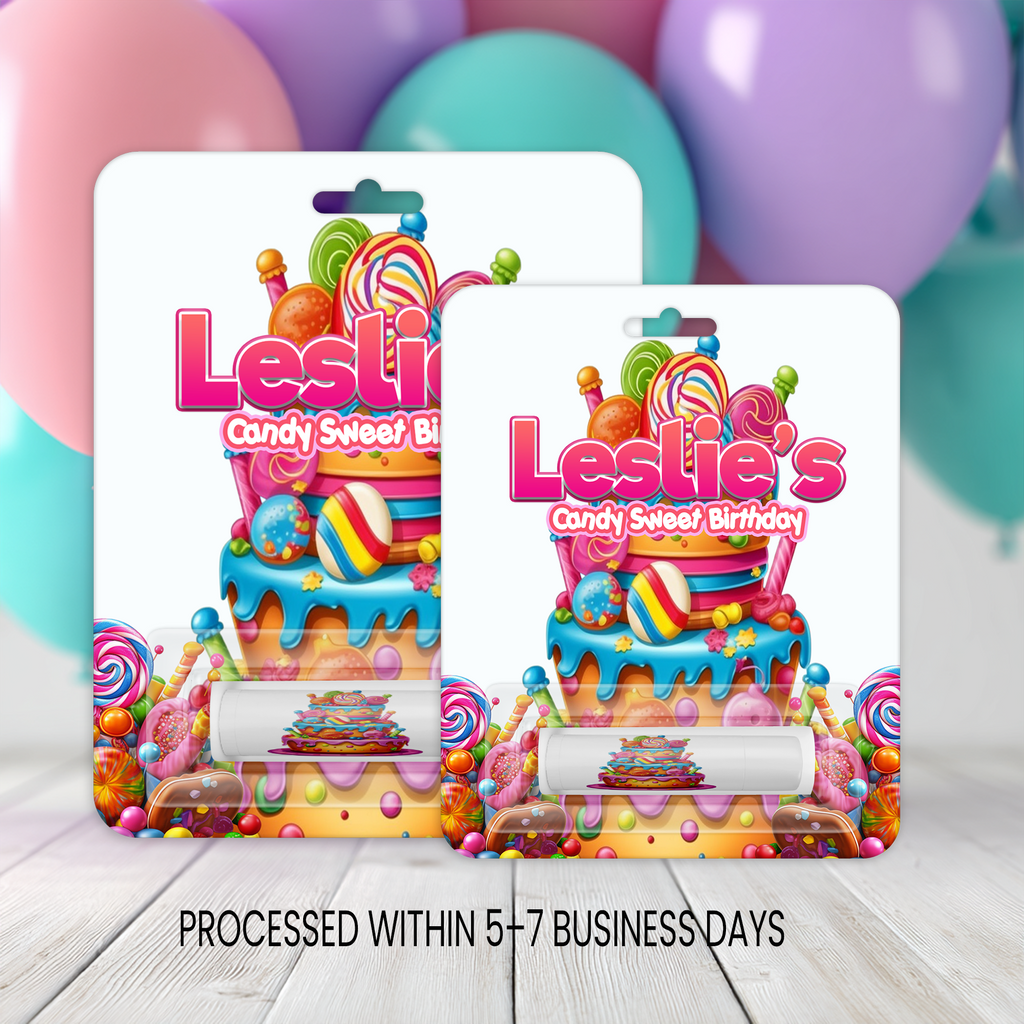 Candyland Inspired Birthday Lip Balm | Personalized Lip Balm Party Favors | Kids Party Favors
