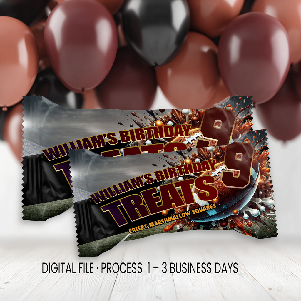 Football Theme Marshmallow Treat Label Party Favor | Sports Birthday Party | Digital + Print Option