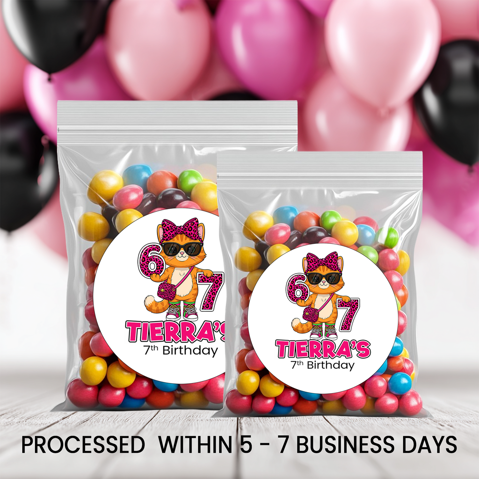 Six Seven (6/7) Birthday Circle Party Favor Stickers | Kids Birthday Stickers | Printed-Only