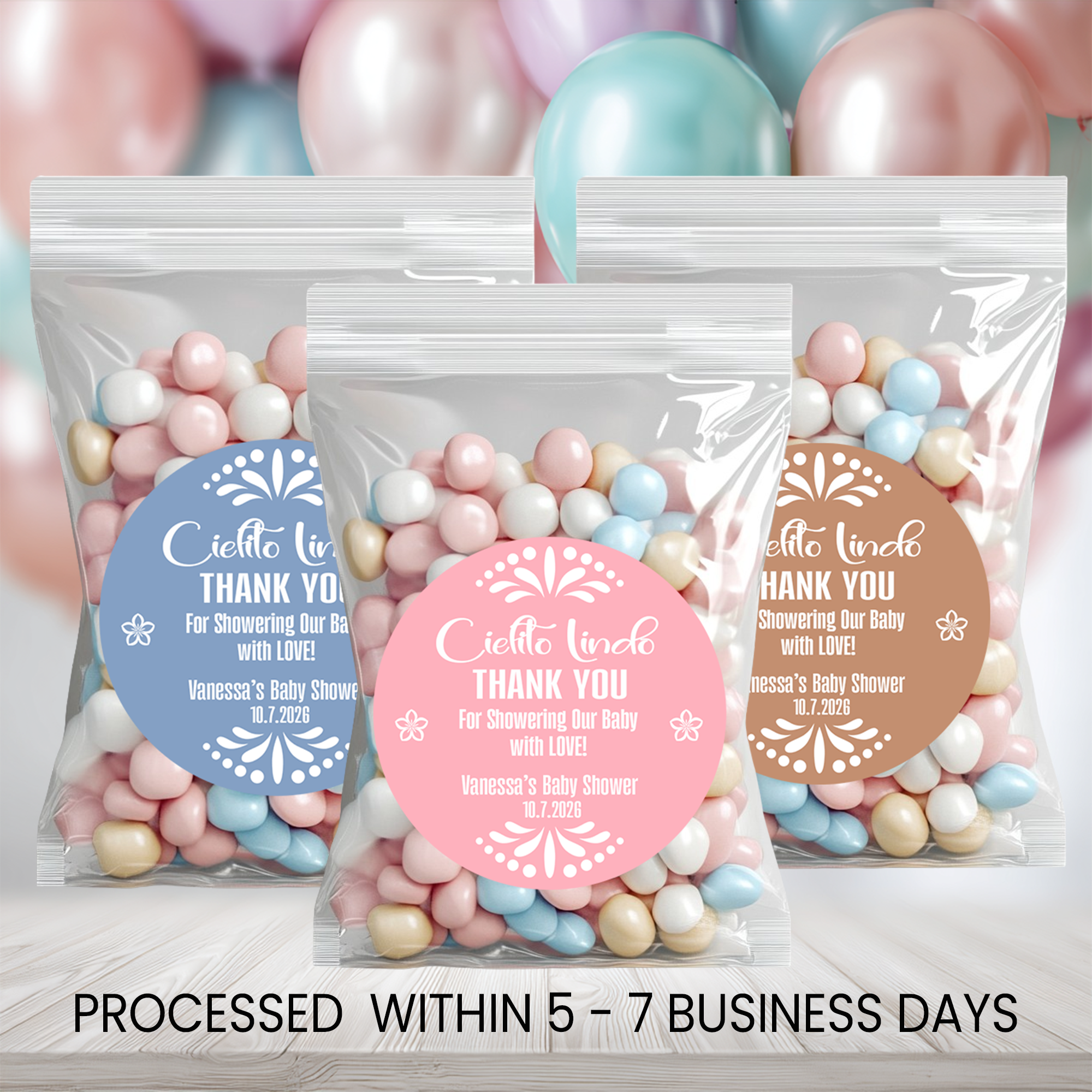 Cielito Lindo Baby Shower Stickers | Personalized Baby Shower Party Favors | 2.5 Inch Circle Stickers