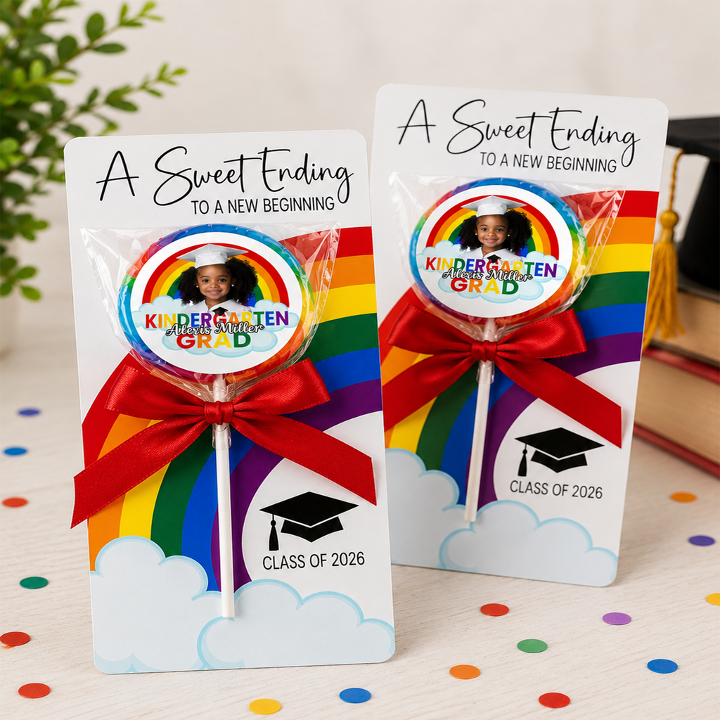 Grad Lollipop Favors | Preschool Kindergarten Graduation Treats | School Party Favor | Printed & Shipped