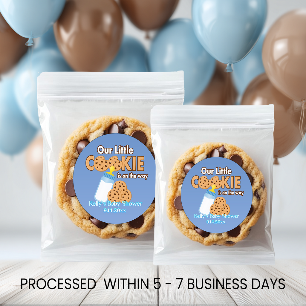 Our Little Cookie Baby Shower Circle Favor Stickers | Cookie Theme Baby Shower Stickers | Printed-Only