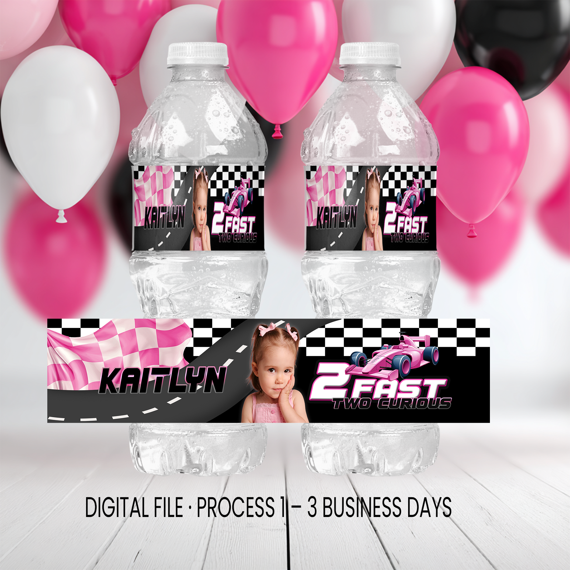 2 Fast 2 Curious Water Bottle Wrapper Party Favor | Racing Birthday | Digital + Print Option