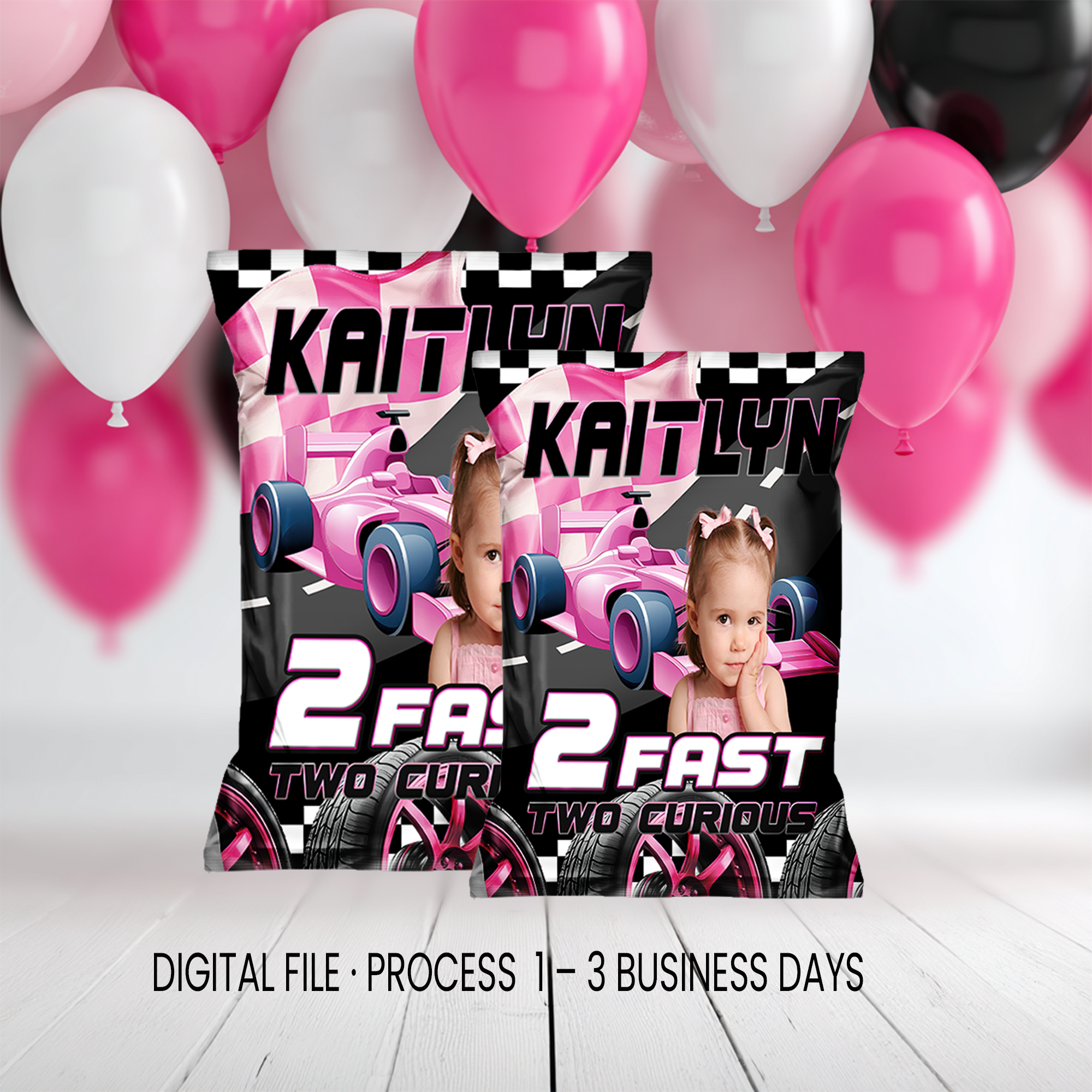 2 Fast 2 Curious Chip Bag Wrapper Party Favor | Racing Birthday Theme | Digital + Print Option