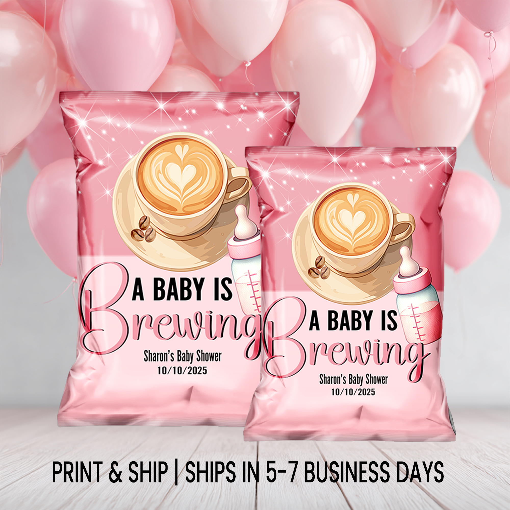 A Baby Is Brewing | Chip Bag Party Favor | Baby Shower Theme | Print & Ship