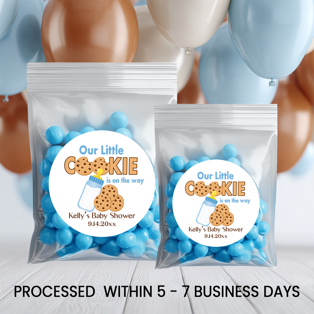 Our Little Cookie Baby Shower Circle Favor Stickers | Cookie Theme Baby Shower Stickers | Printed-Only