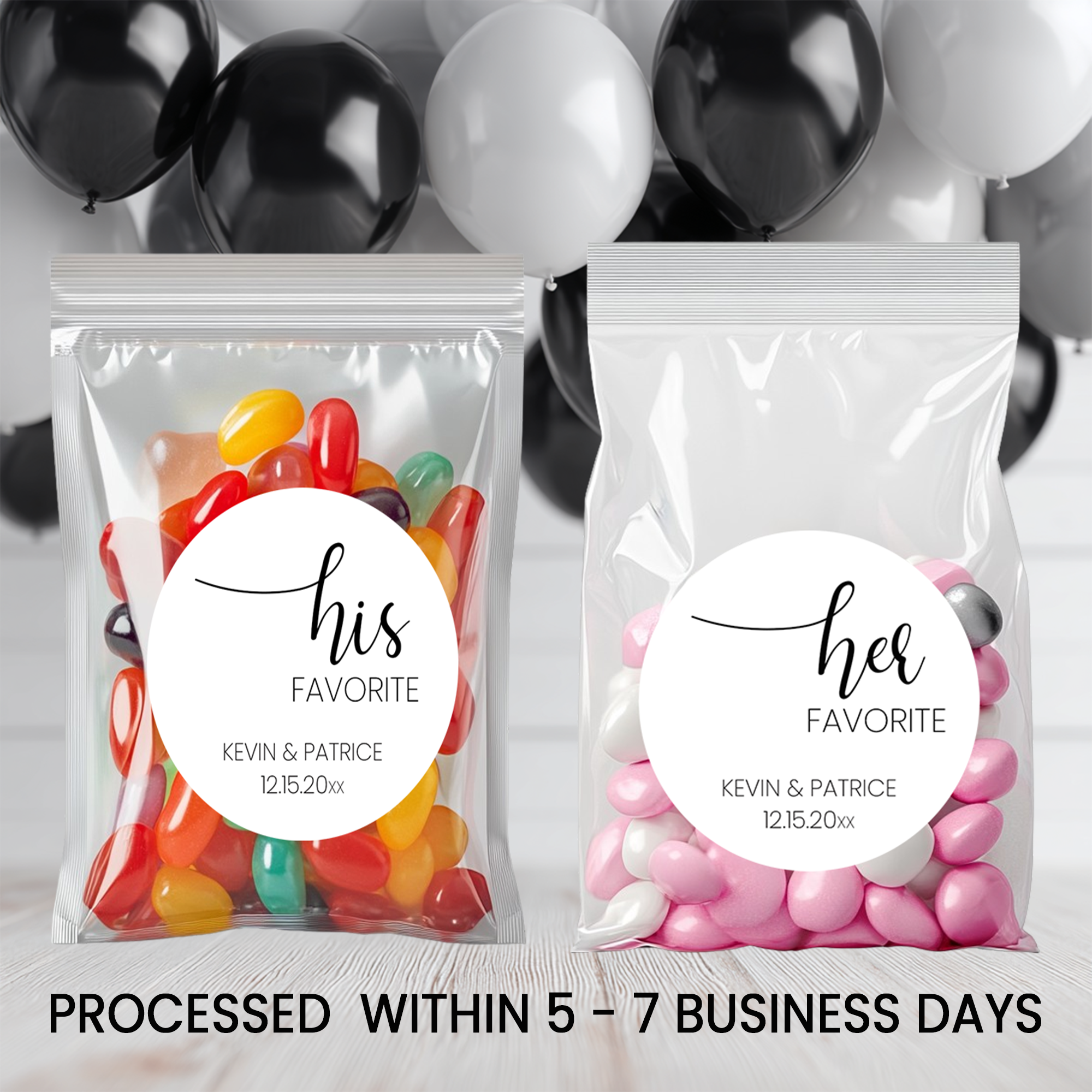 His and Hers Wedding | Circle Favor Stickers | Elegant Wedding Party Favor | Printed Only