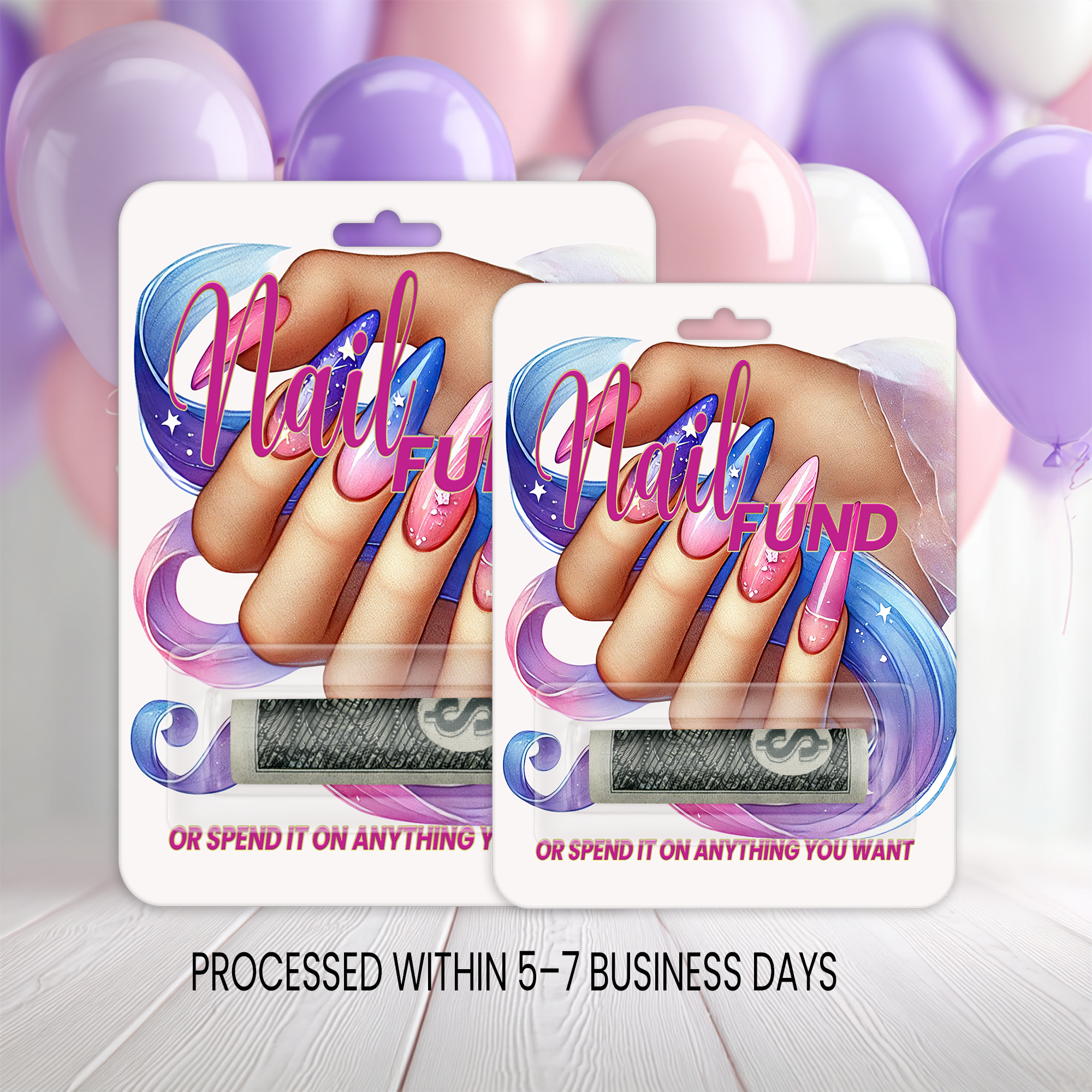 Nail Fund Money Card | Cute Cash Holder Gift | Birthday Gift | Christmas Stocking Stuffer