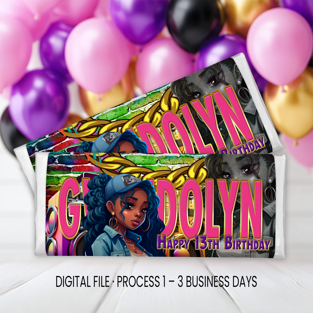 13th Birthday | Chocolate Candy Bar Wrapper | Tween Birthday Party Favor | Digital + Print Option