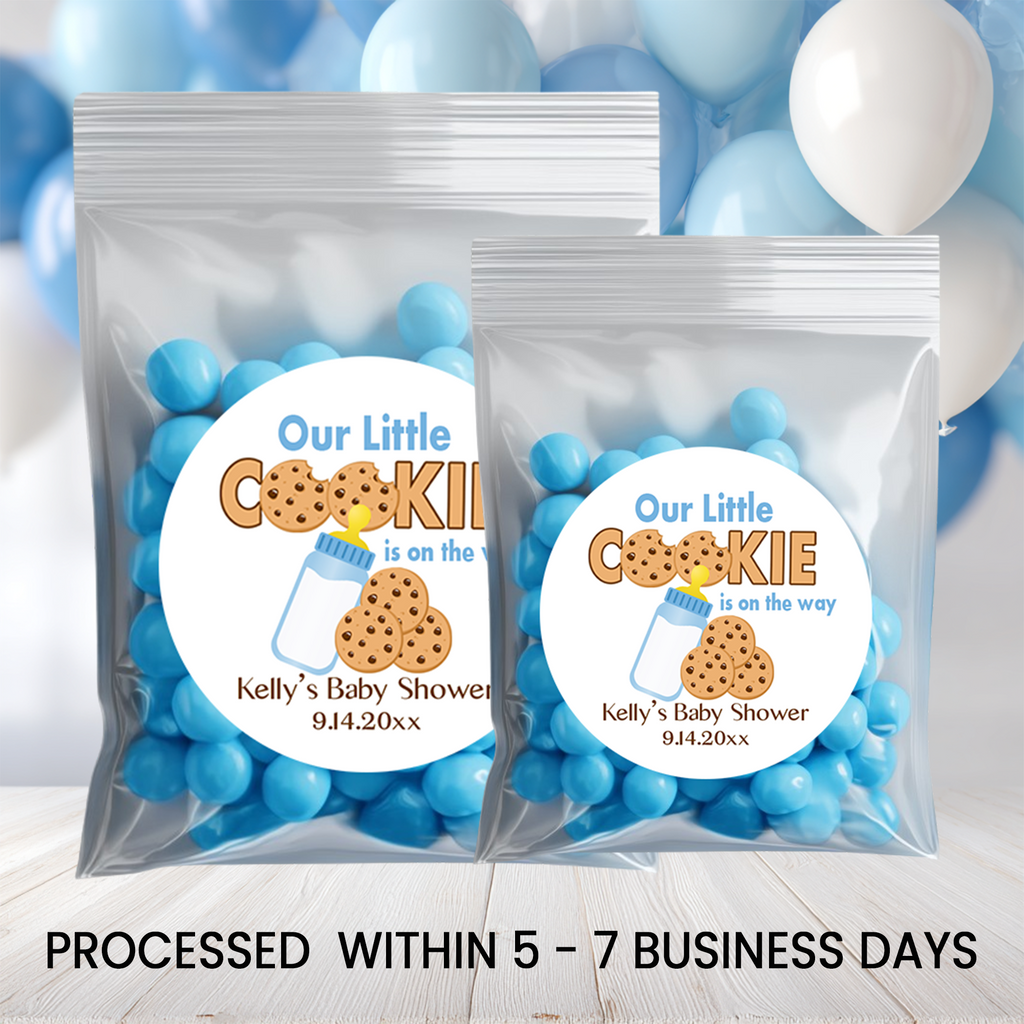 Our Little Cookie Baby Shower Circle Favor Stickers | Cookie Theme Baby Shower Stickers | Printed-Only