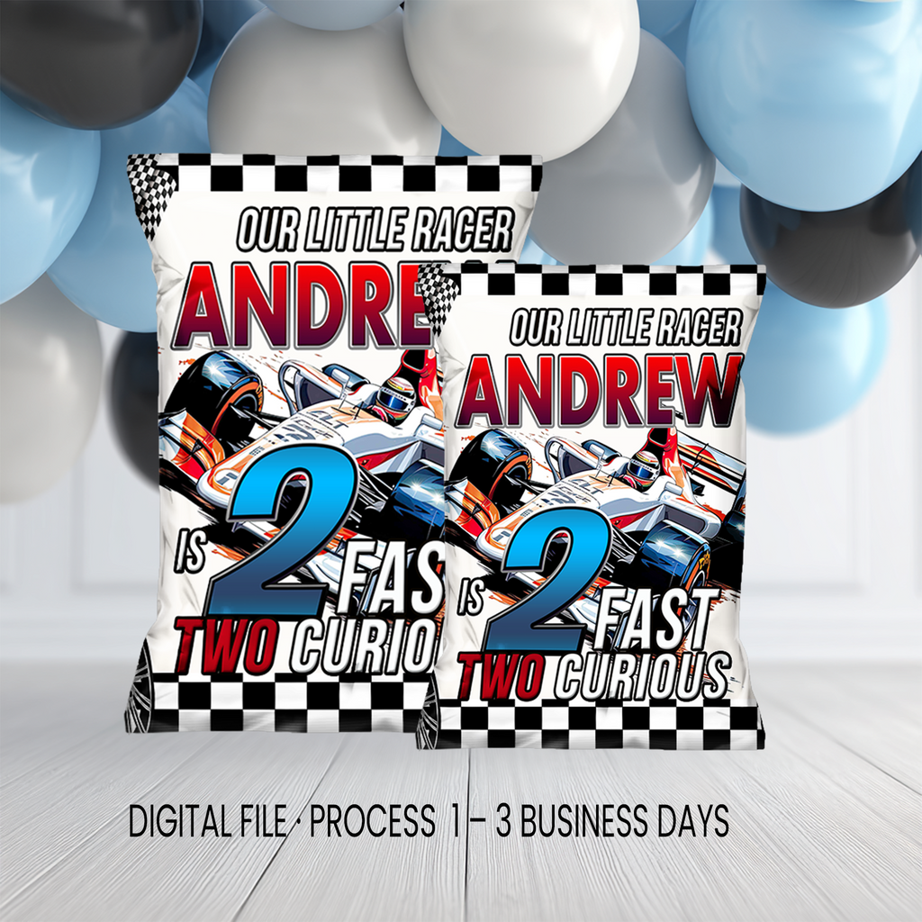 2 Fast 2 Curious Chip Bag Wrapper Party Favor | Racing Birthday Theme | Digital + Print Option