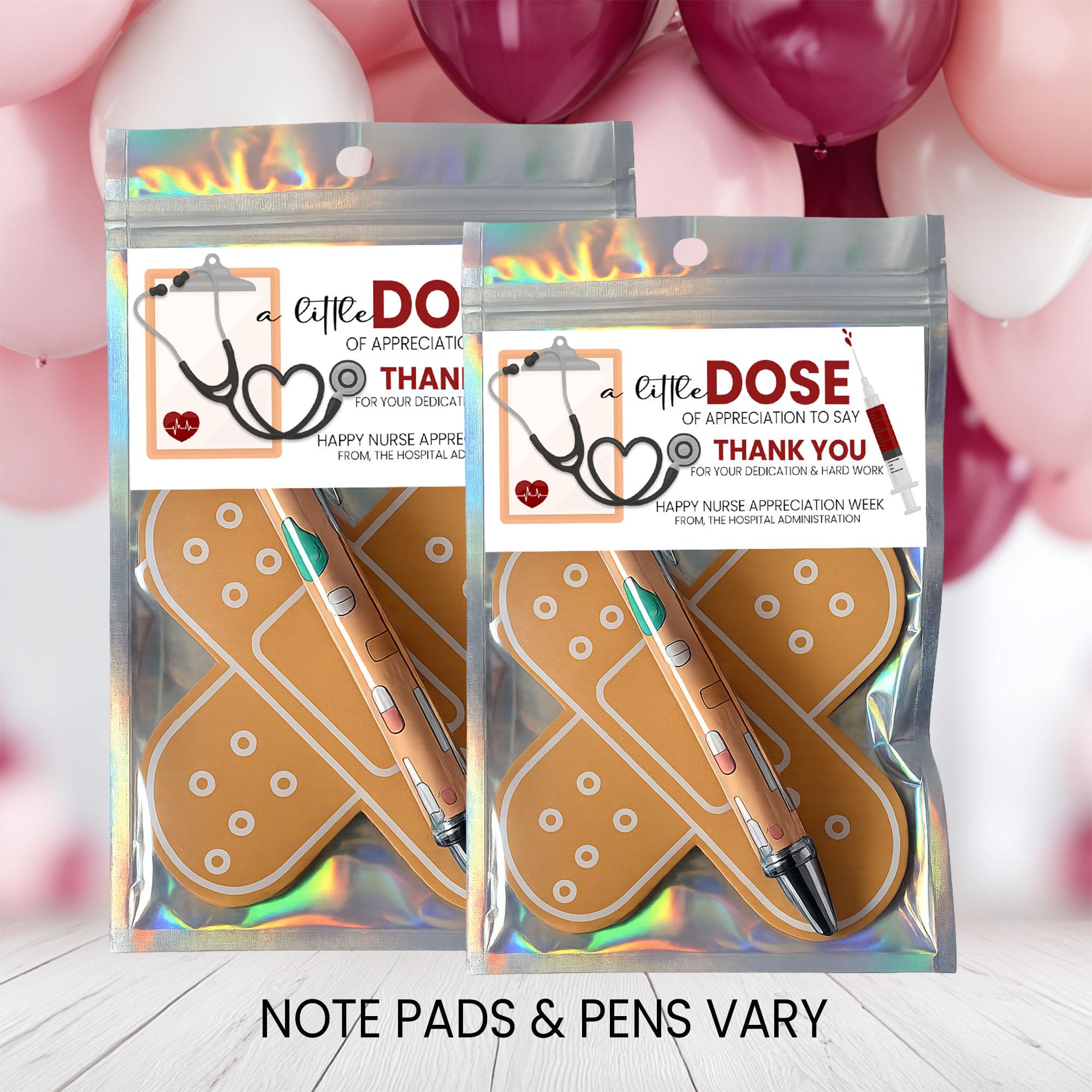 Nurse Appreciation Notepad and Pen Favors | Healthcare Worker Thank You Gifts