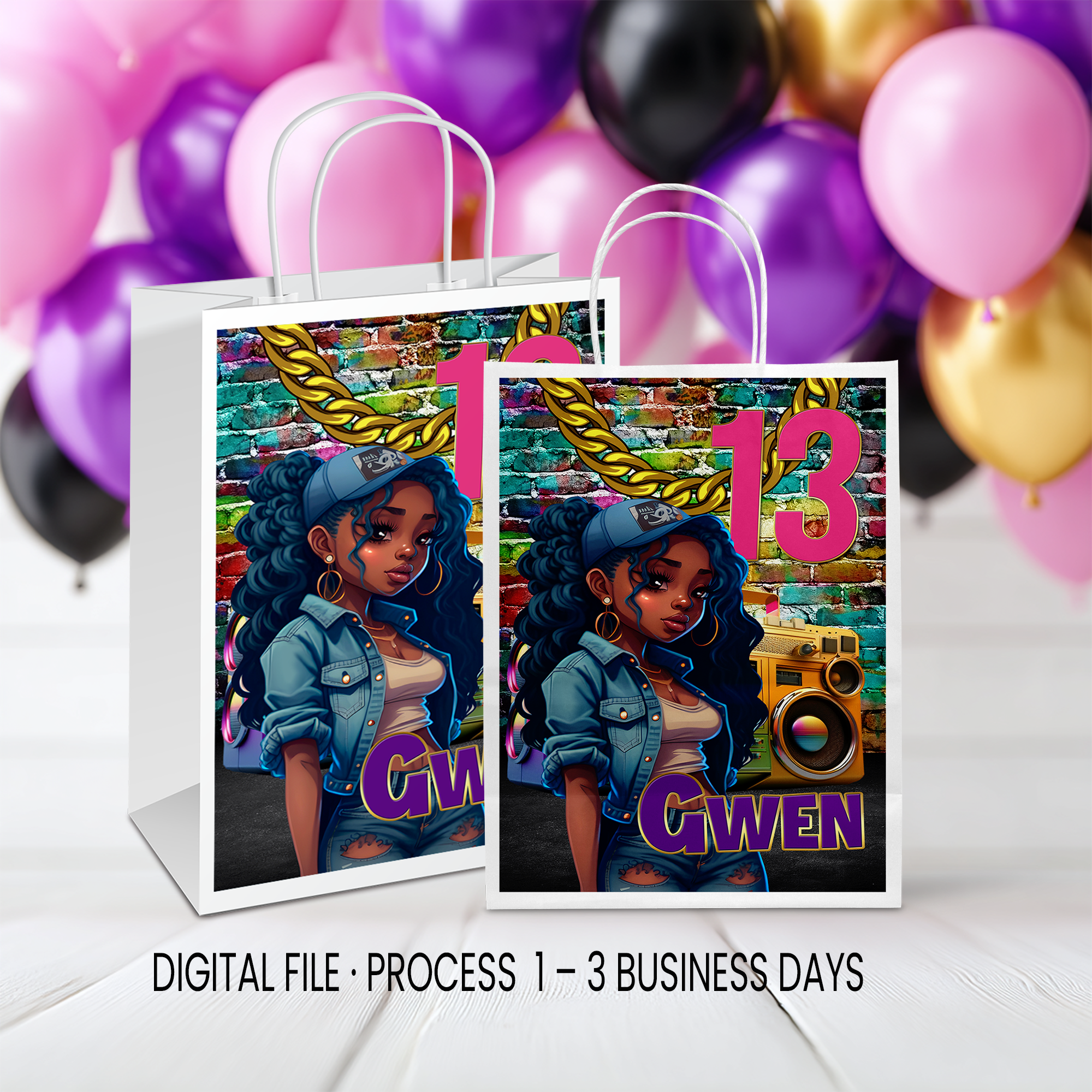 13th Birthday | Gift Bag Label Party Favor | Tween Birthday Party | Digital + Print Option