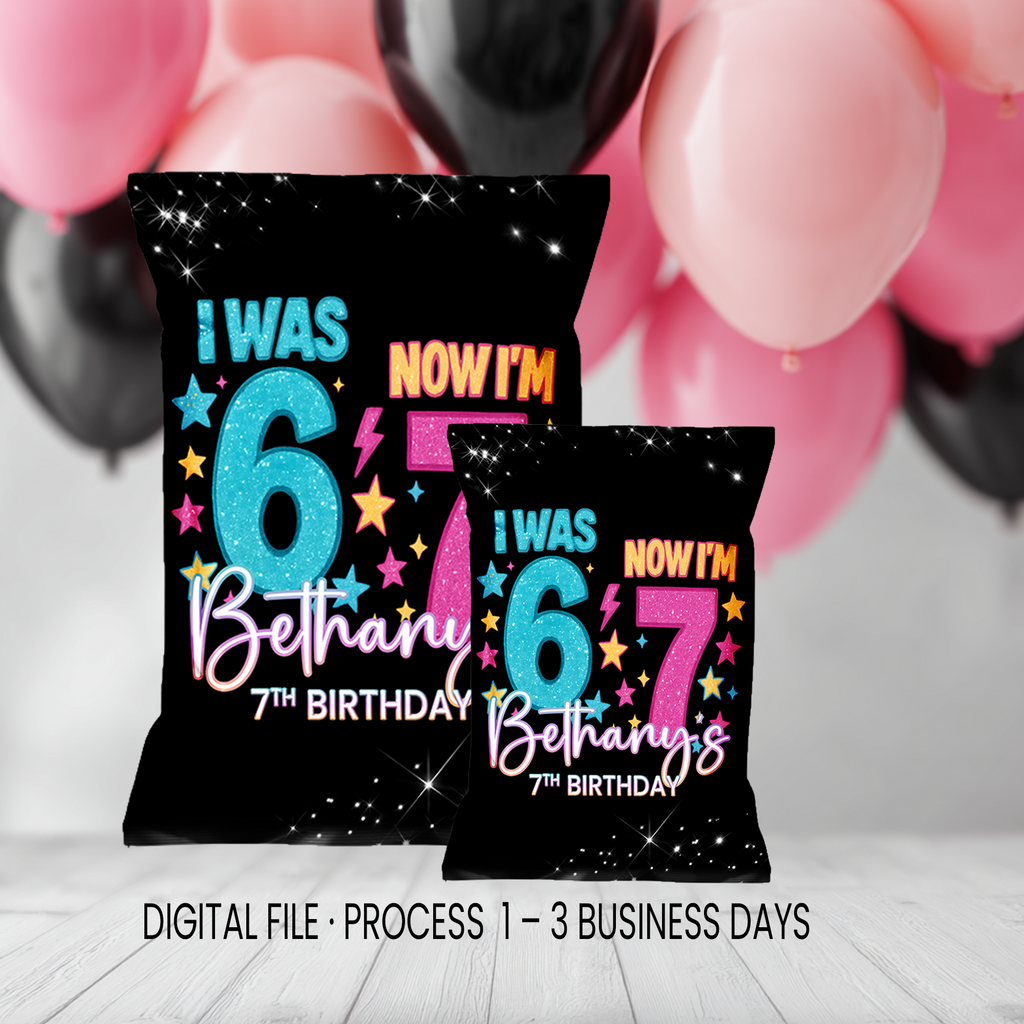 Six Seven (6/7) Chip Bag Wrapper Party Favor | 7th Birthday Party Theme | Digital + Print Option