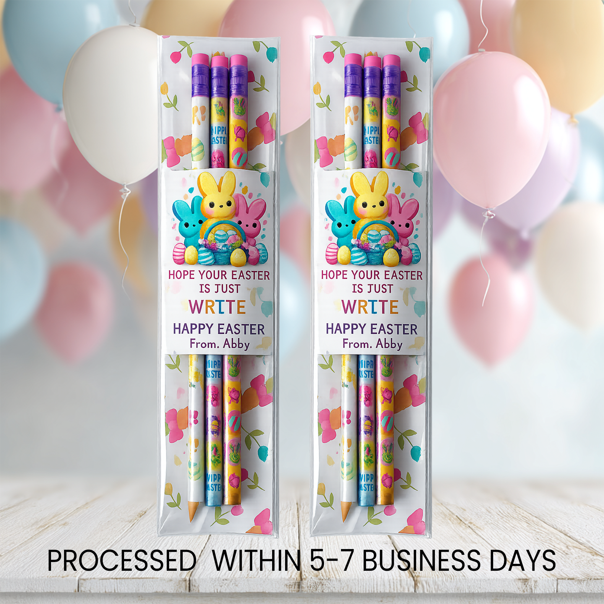 Easter Pencil Pack Favors | Kids Easter Classroom Gift | Personalized Basket Stuffer