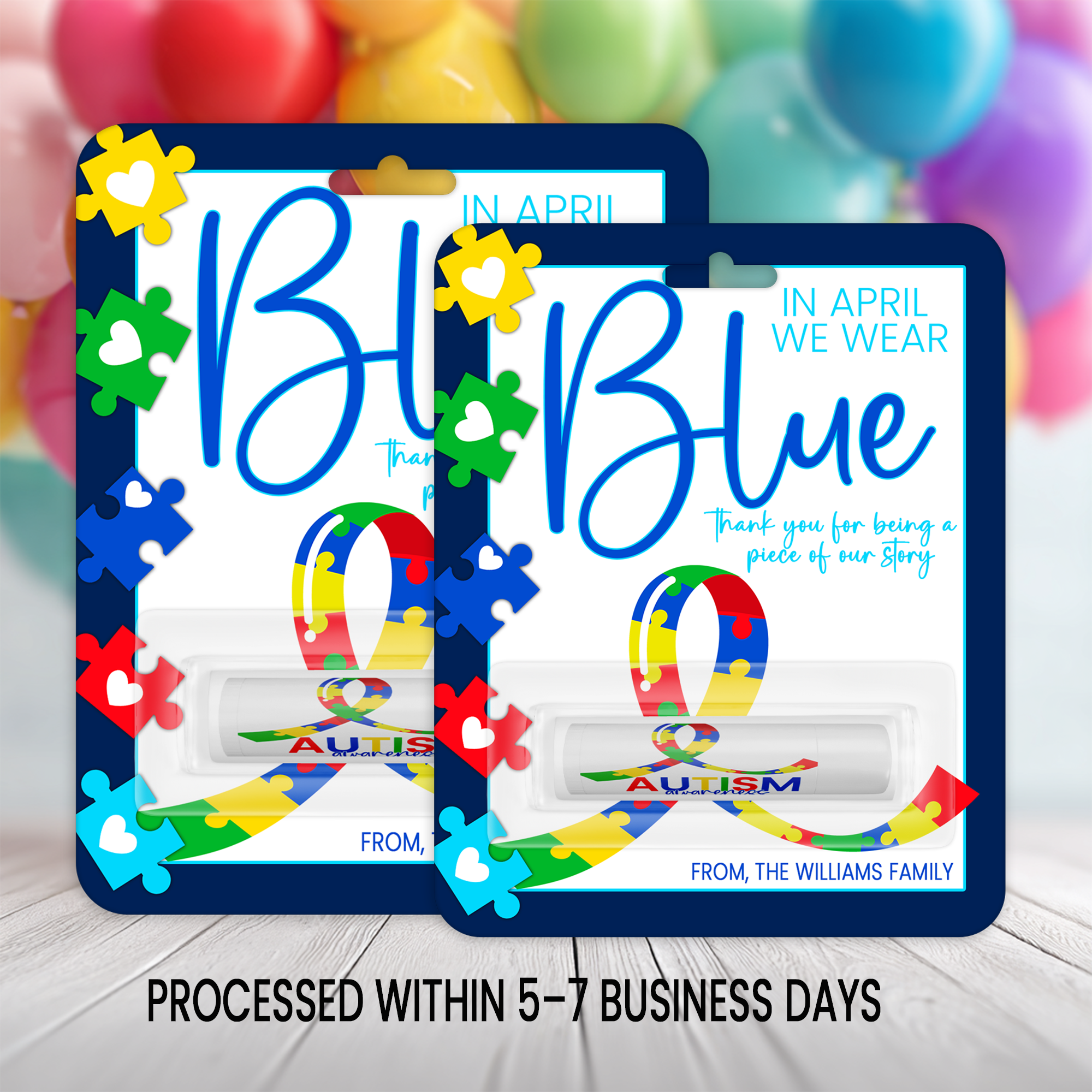 Autism Awareness Lip Balm Favors | Puzzle Theme Support Gifts