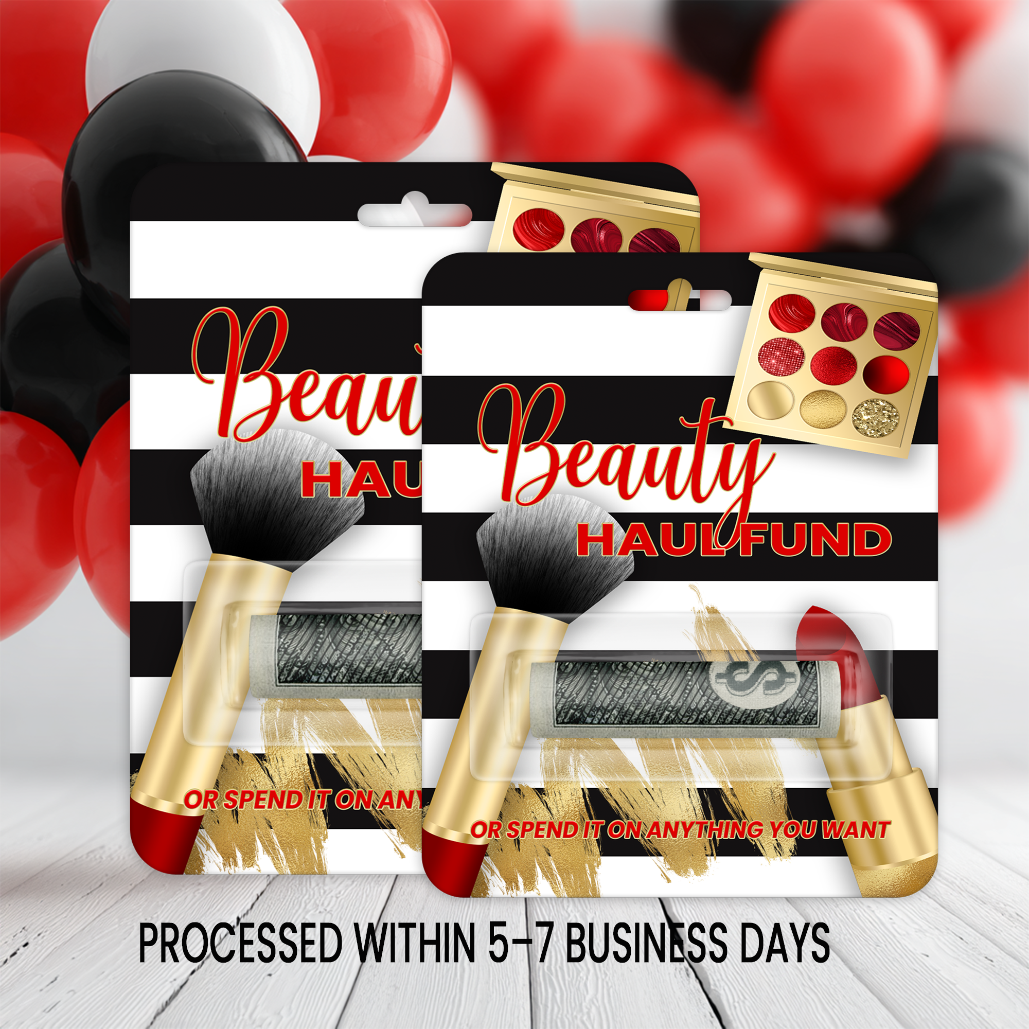 Beauty Haul Fund Money Card | Cash Gift Holder With Pouch | Beauty Gift For Birthdays and Christmas | Print & Ship
