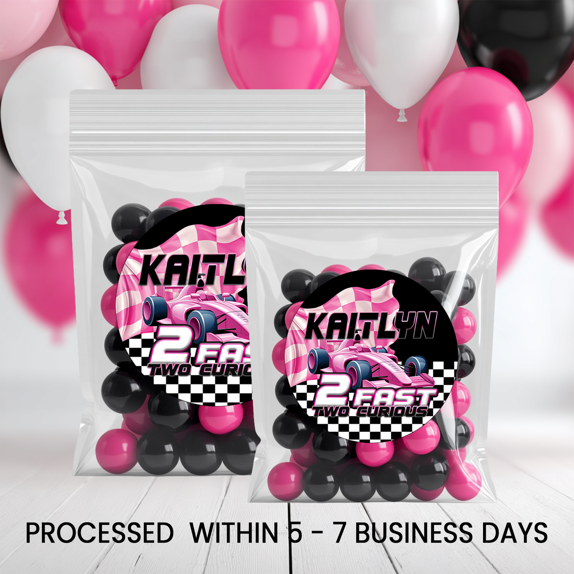 2 Fast 2 Curious | 2.5” Party Favor Stickers | Race Car Birthday Stickers | Treat Bag Seals | Printed Stickers