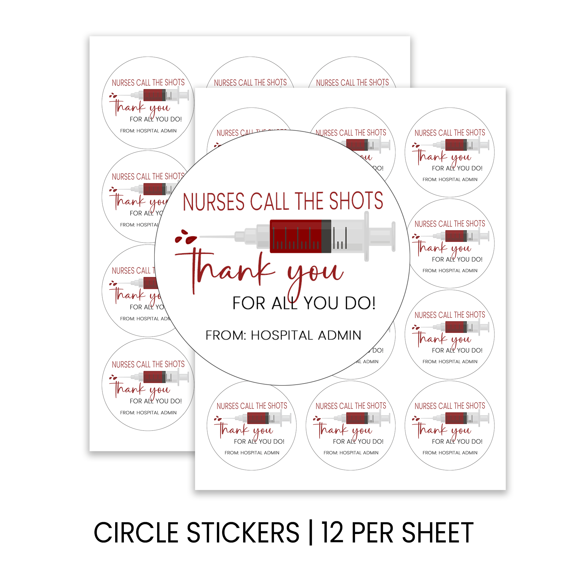 Nurse Appreciation Stickers | Thank You Healthcare Worker Favor Labels