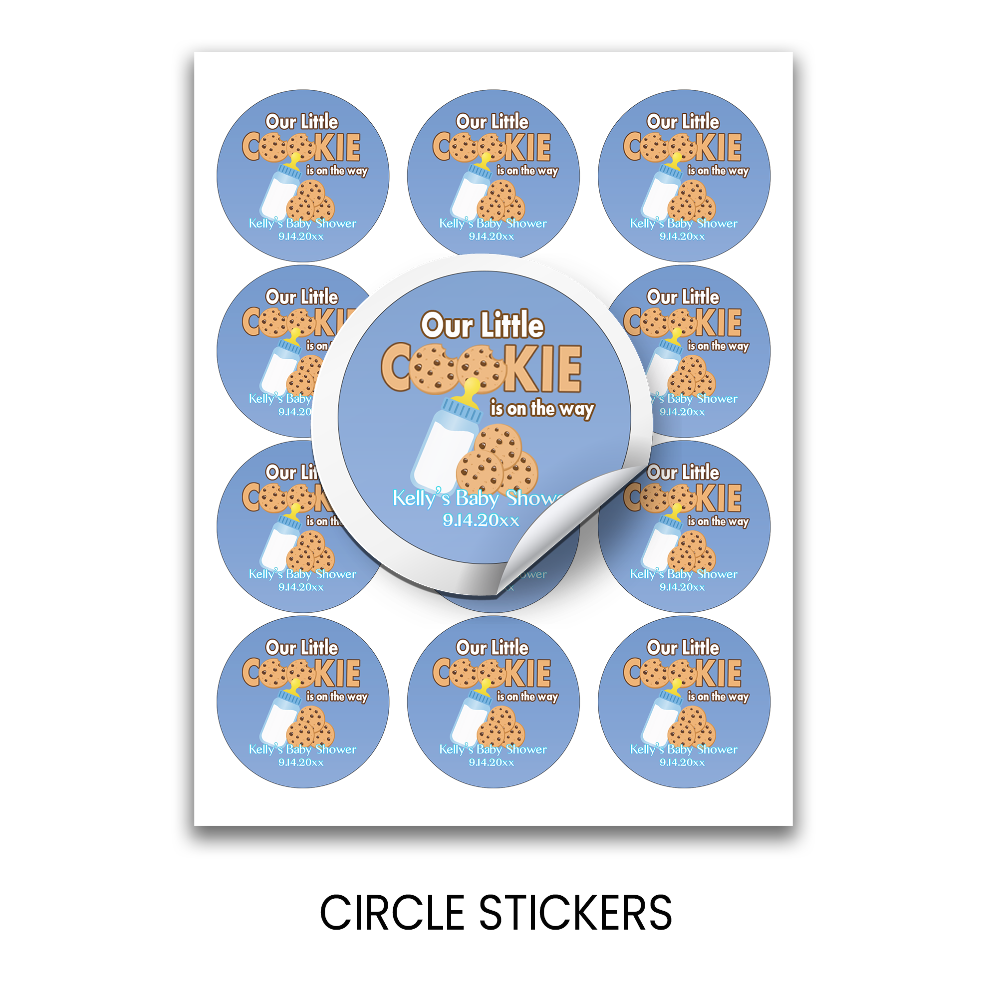 Our Little Cookie Baby Shower Circle Favor Stickers | Cookie Theme Baby Shower Stickers | Printed-Only