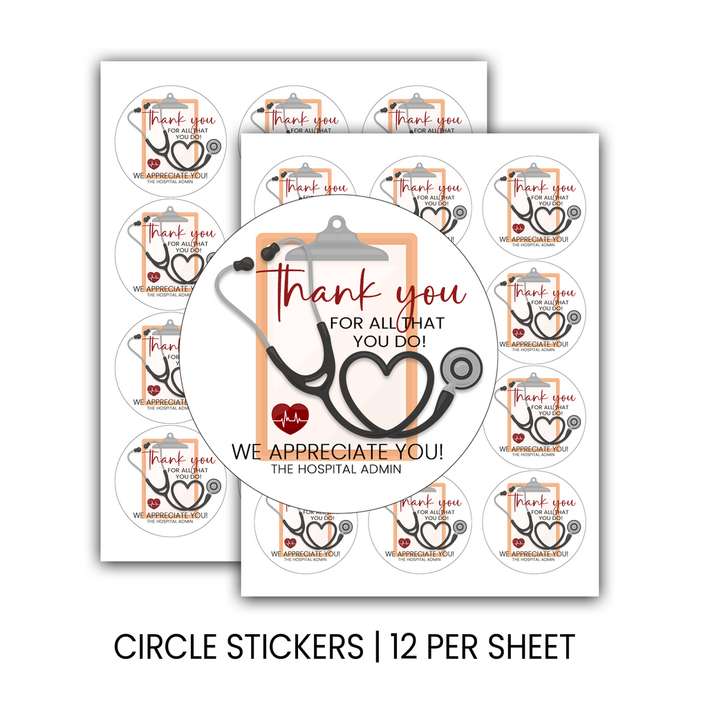 Nurse Appreciation Stickers | Thank You Healthcare Worker Favor Labels