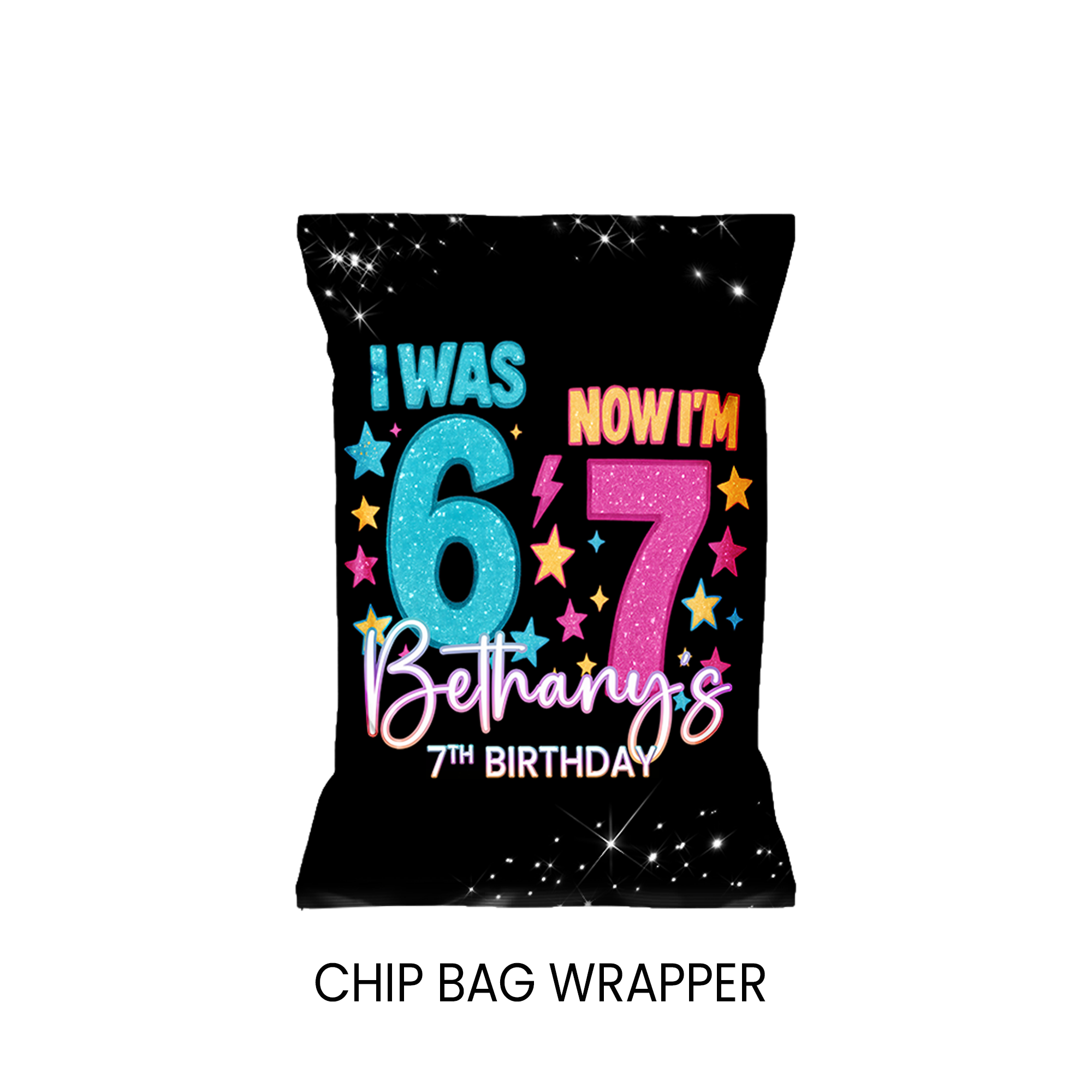 Six Seven (6/7) Chip Bag Wrapper Party Favor | 7th Birthday Party Theme | Digital + Print Option