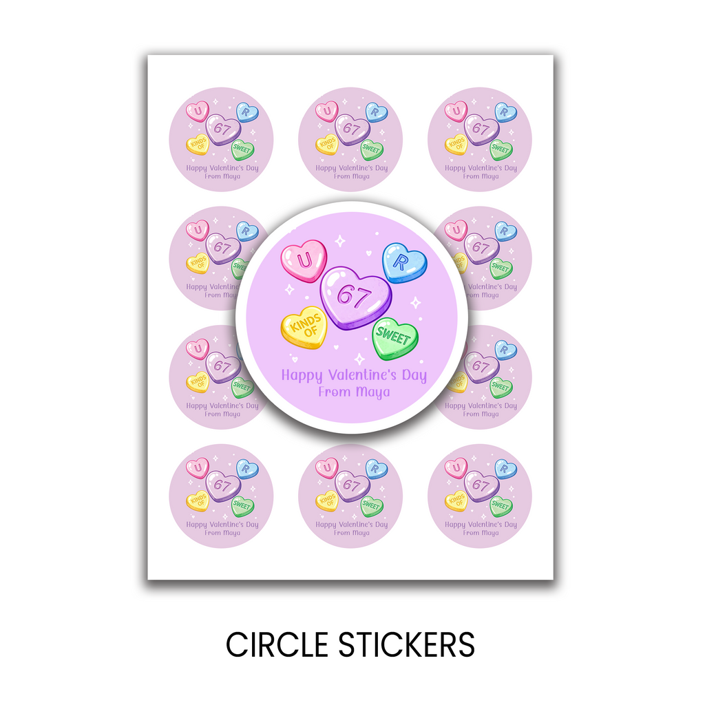 You Are Kinda 6 7 Sweet | Valentine Party Favor Stickers | Kids Valentine Stickers | Treat Bag Seals | Printed Stickers
