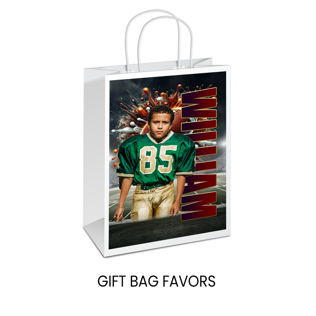 Football Theme Gift Bag Label | Game Day Birthday Party Favor | Digital + Print & Ship Option